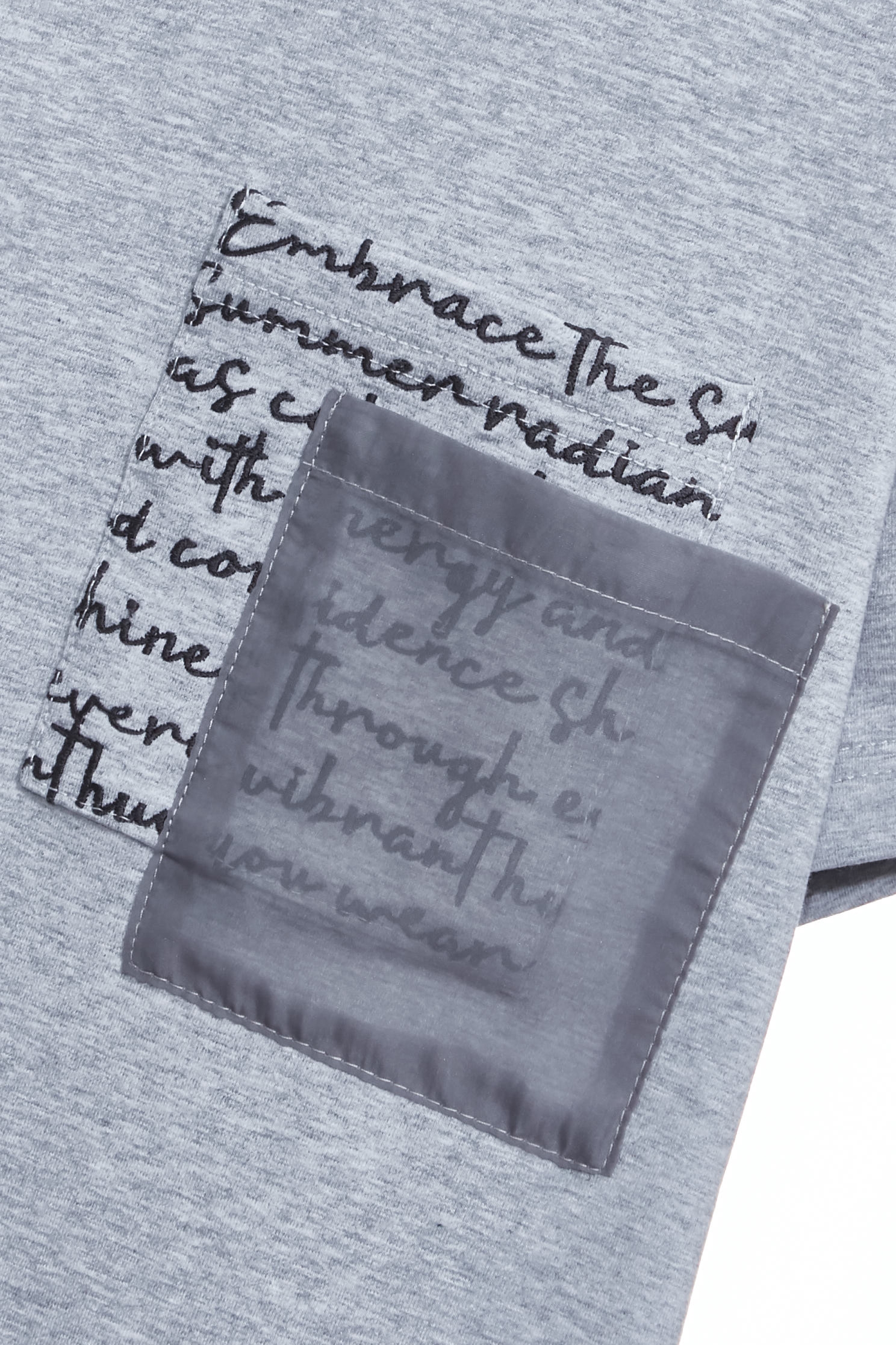 Double Pockets Short Sleeve Grey TeeDouble Pockets Short Sleeve Grey Tee,T-shirts,Tops,Season (SS) Look,Embroidered,Knitted