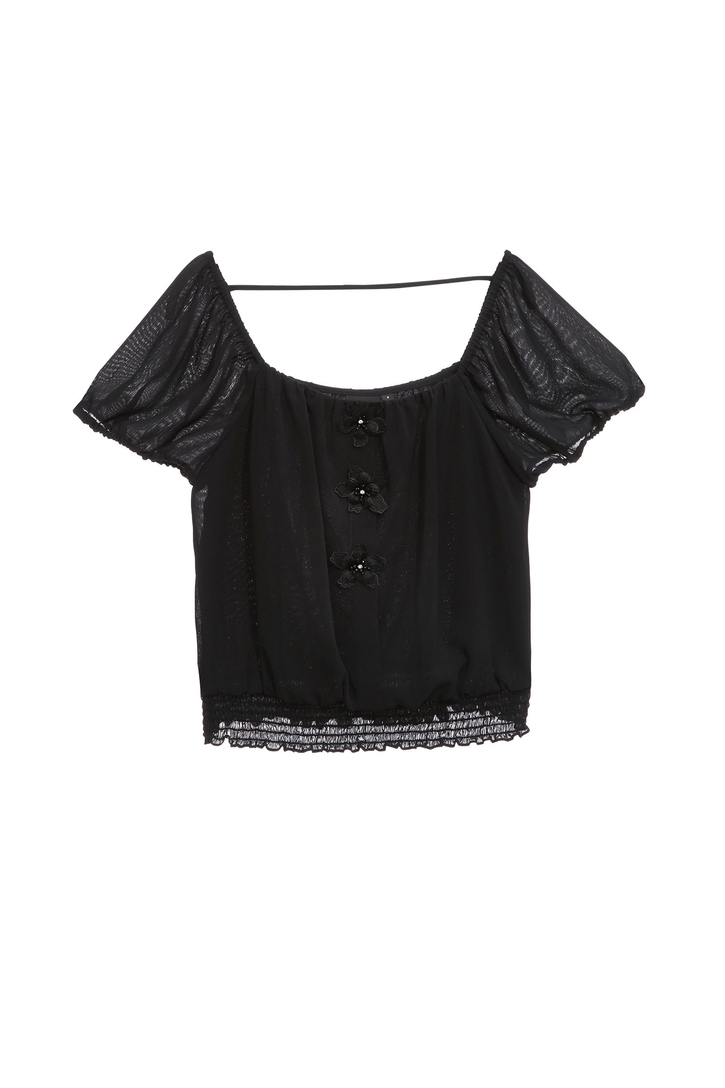 Floral Detail Chiffon TopFloral Detail Chiffon Top,Tops,Season (SS) Look,Back To Classic,Chiffon,Back To B/W,black tops