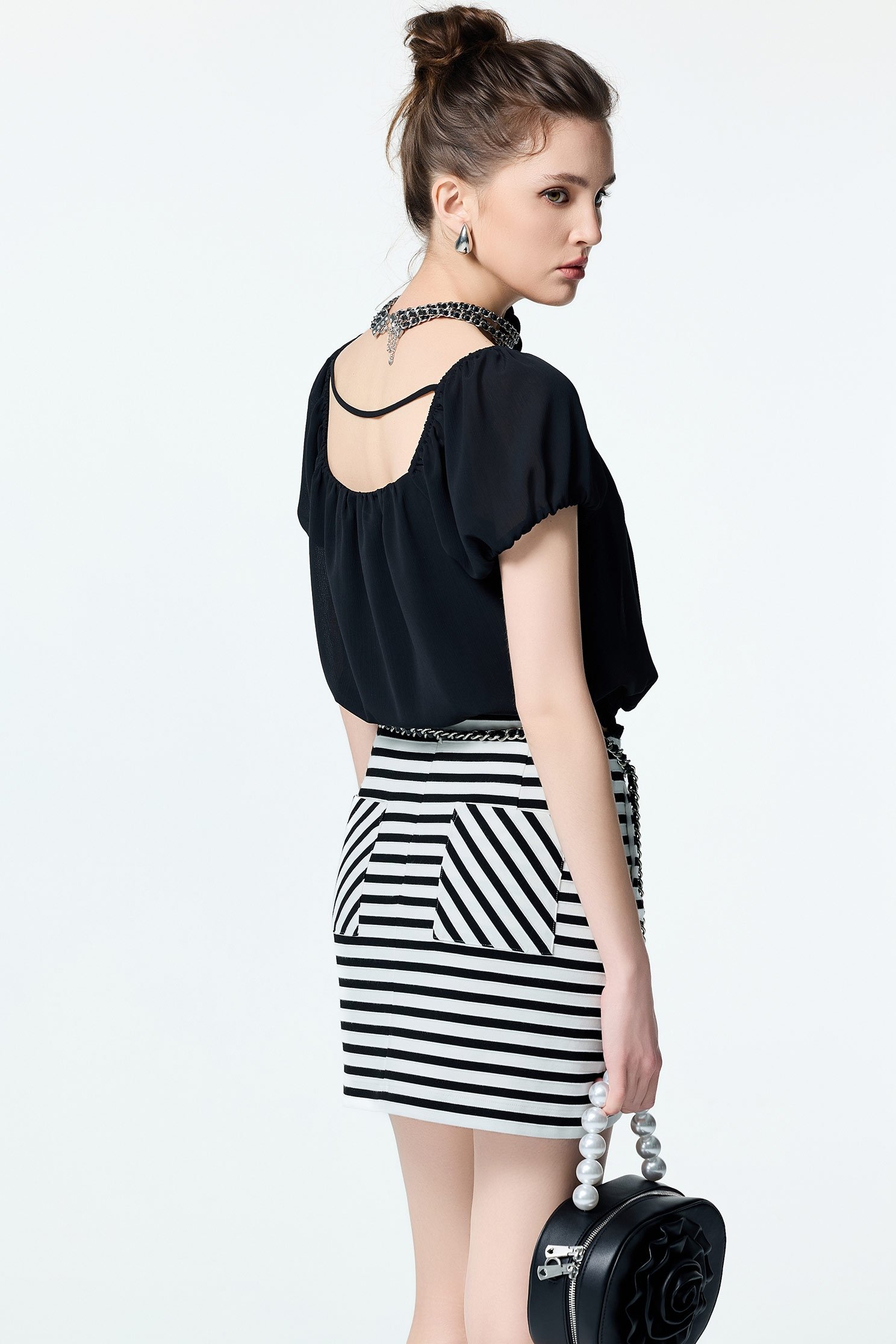 Floral Detail Chiffon TopFloral Detail Chiffon Top,Tops,Season (SS) Look,Back To Classic,Chiffon,Back To B/W,black tops