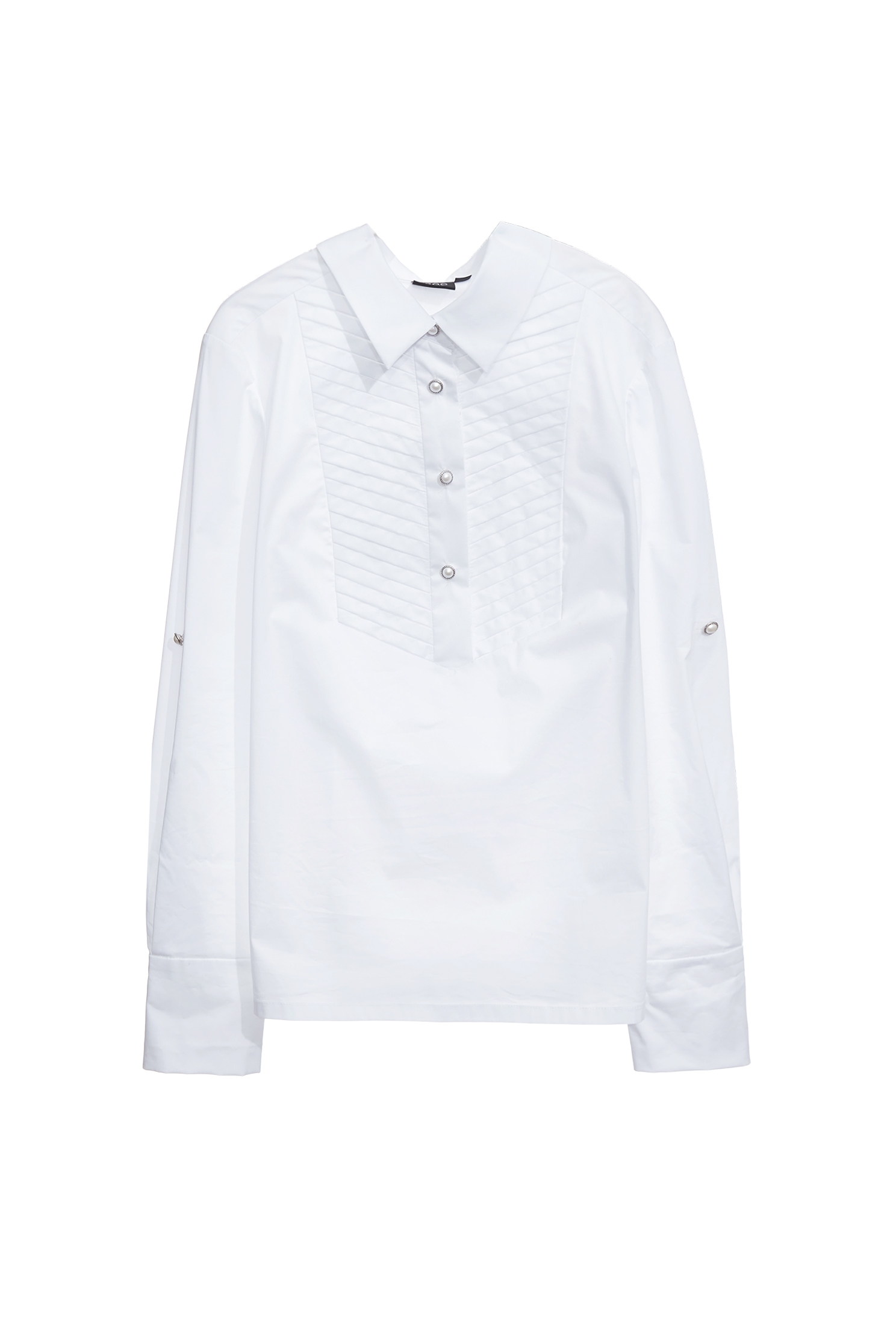 Front Pleated Detail BlouseFront Pleated Detail Blouse,Tops,Season (SS) Look,pearl,White tops,Back To Classic,Back To B/W