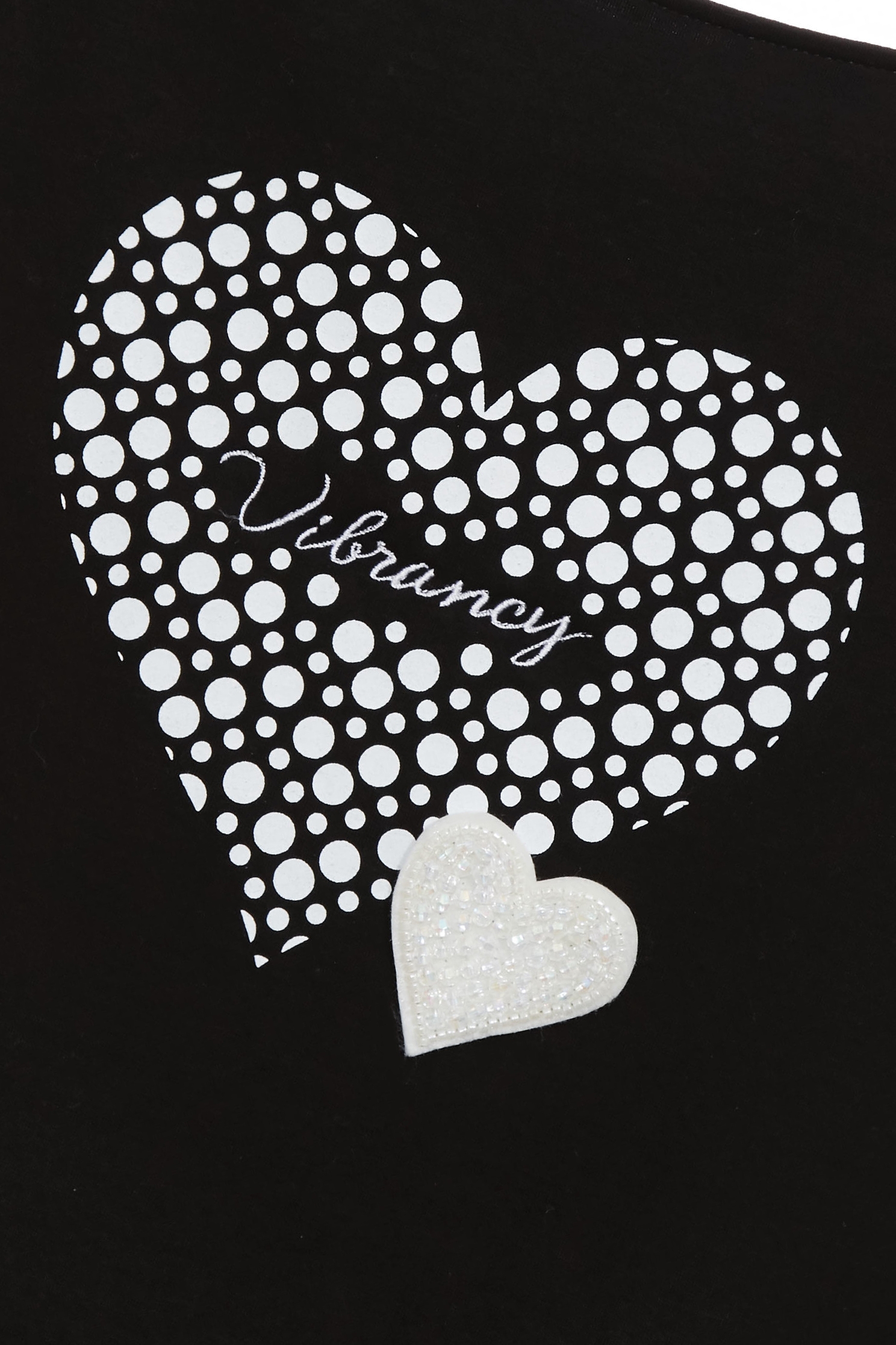 Heart Graphic Asymmetric Hem TeeHeart Graphic Asymmetric Hem Tee,T-shirts,Tops,Season (SS) Look,dotcollection,Cotton,Embroidered,black tops