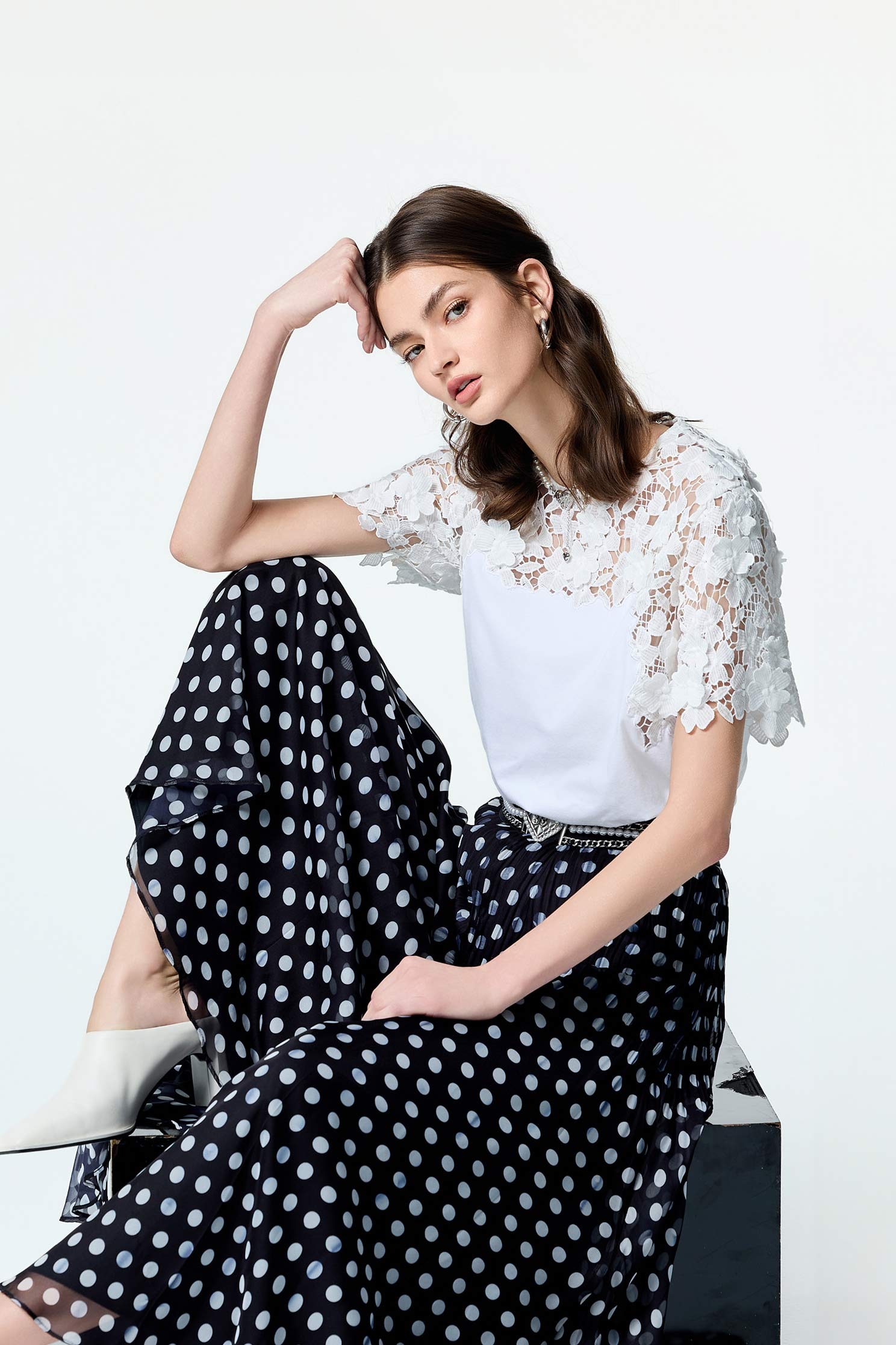 Short Sleeve Floral Lace Detail TeeShort Sleeve Floral Lace Detail Tee,Tops,Season (SS) Look,Valentine,Embroidered,Lace