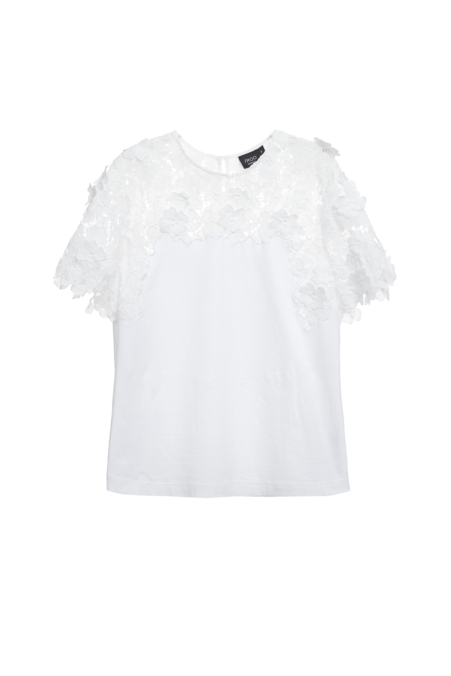 Short Sleeve Floral Lace Detail TeeShort Sleeve Floral Lace Detail Tee,Tops,Season (SS) Look,Valentine,Embroidered,Lace