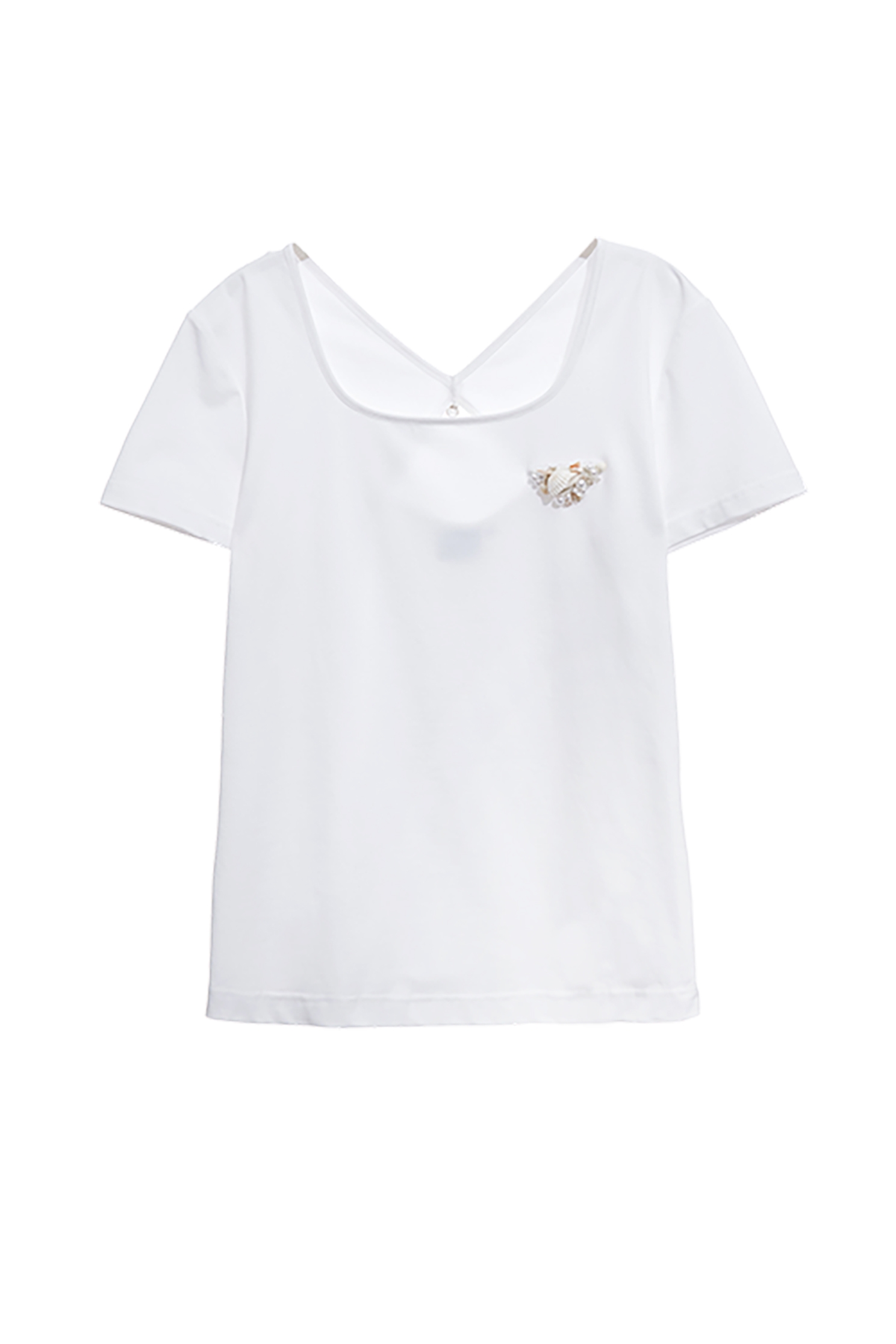 Stylish Back Detail Short Sleeve TeeStylish Back Detail Short Sleeve Tee,Tops,Season (SS) Look,White tops,Cotton,Urban Fashion