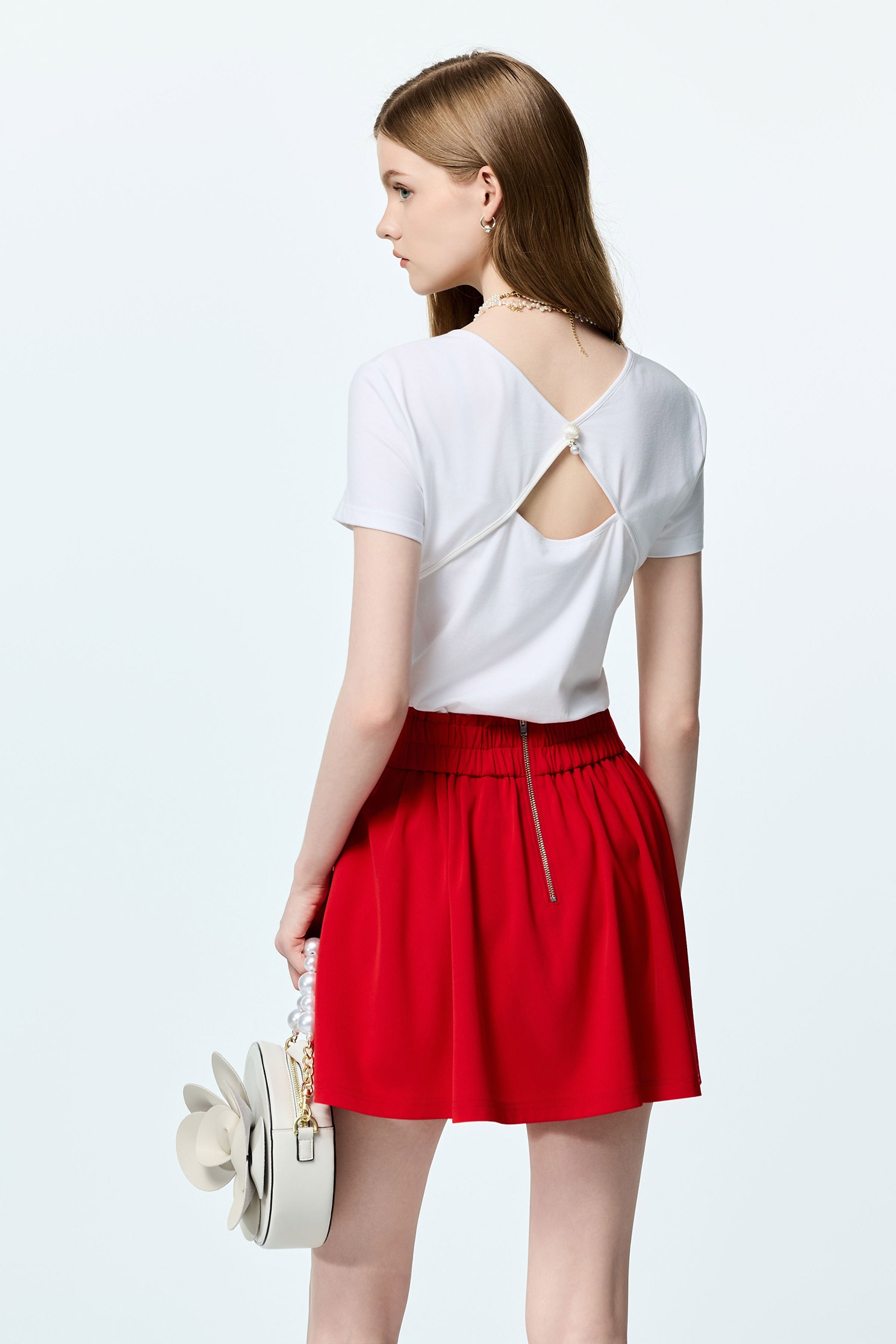 Stylish Back Detail Short Sleeve TeeStylish Back Detail Short Sleeve Tee,Tops,Season (SS) Look,White tops,Cotton,Urban Fashion