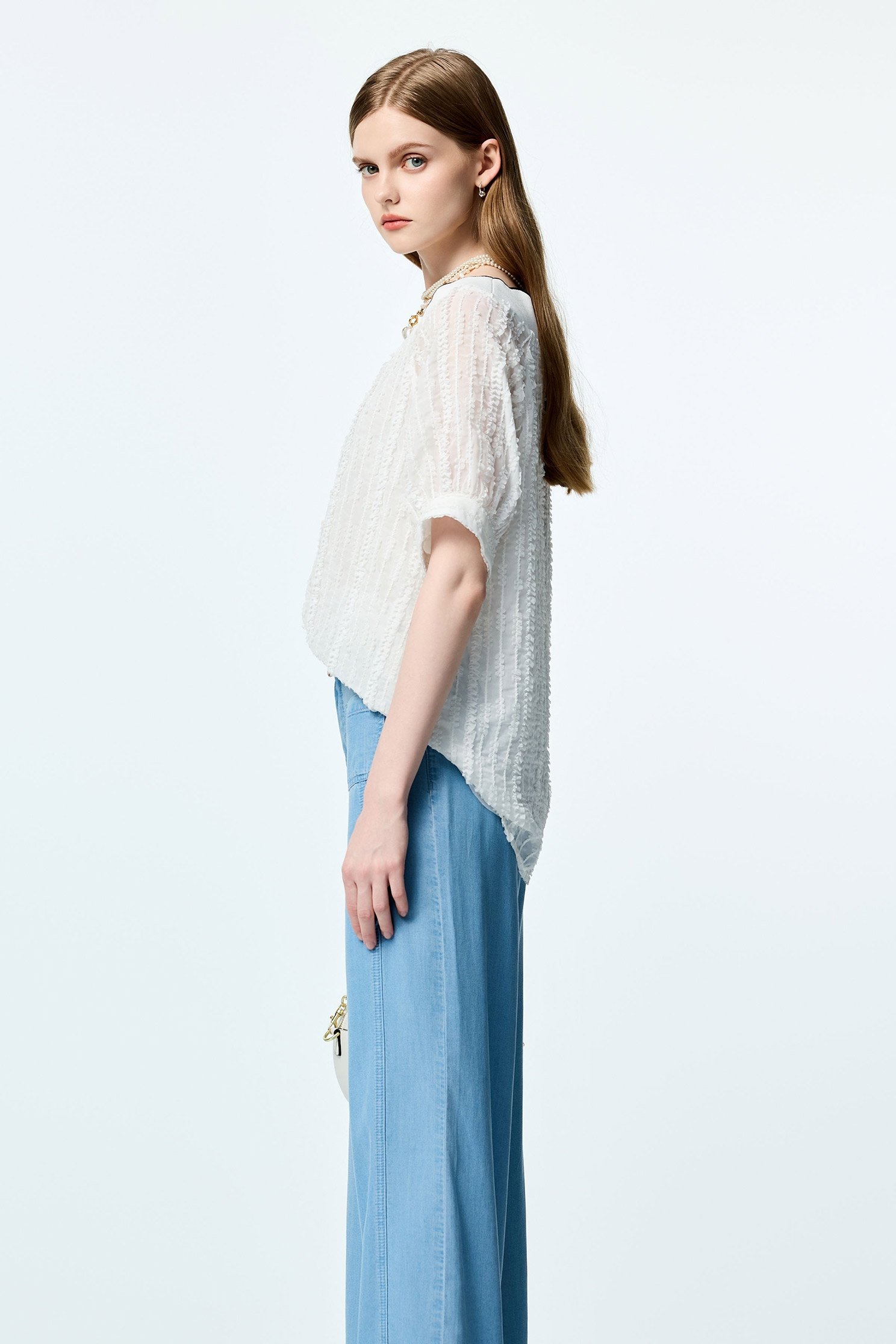 V-neck With Scallop Trim Chiffon TopV-neck With Scallop Trim Chiffon Top,Tops,Season (SS) Look,White tops,Urban Fashion,Chiffon