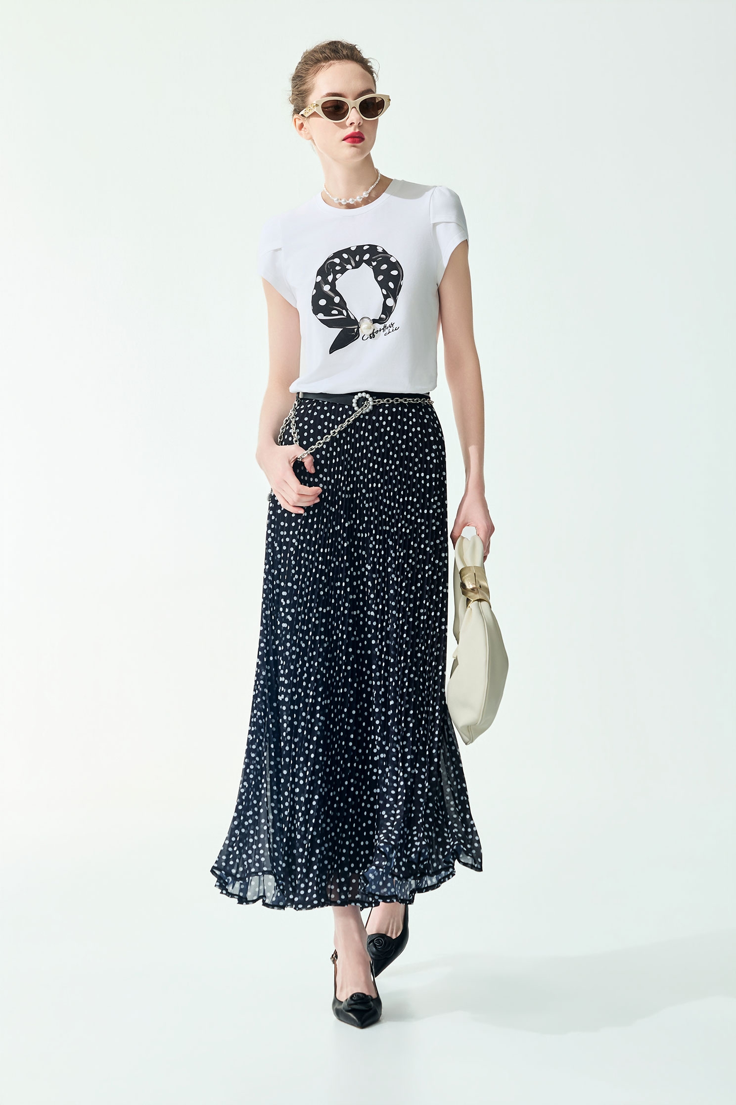 Petal Sleeve Graphic Print TeePetal Sleeve Graphic Print Tee,Tops,Season (SS) Look,dotcollection,pearl,White tops,Cotton
