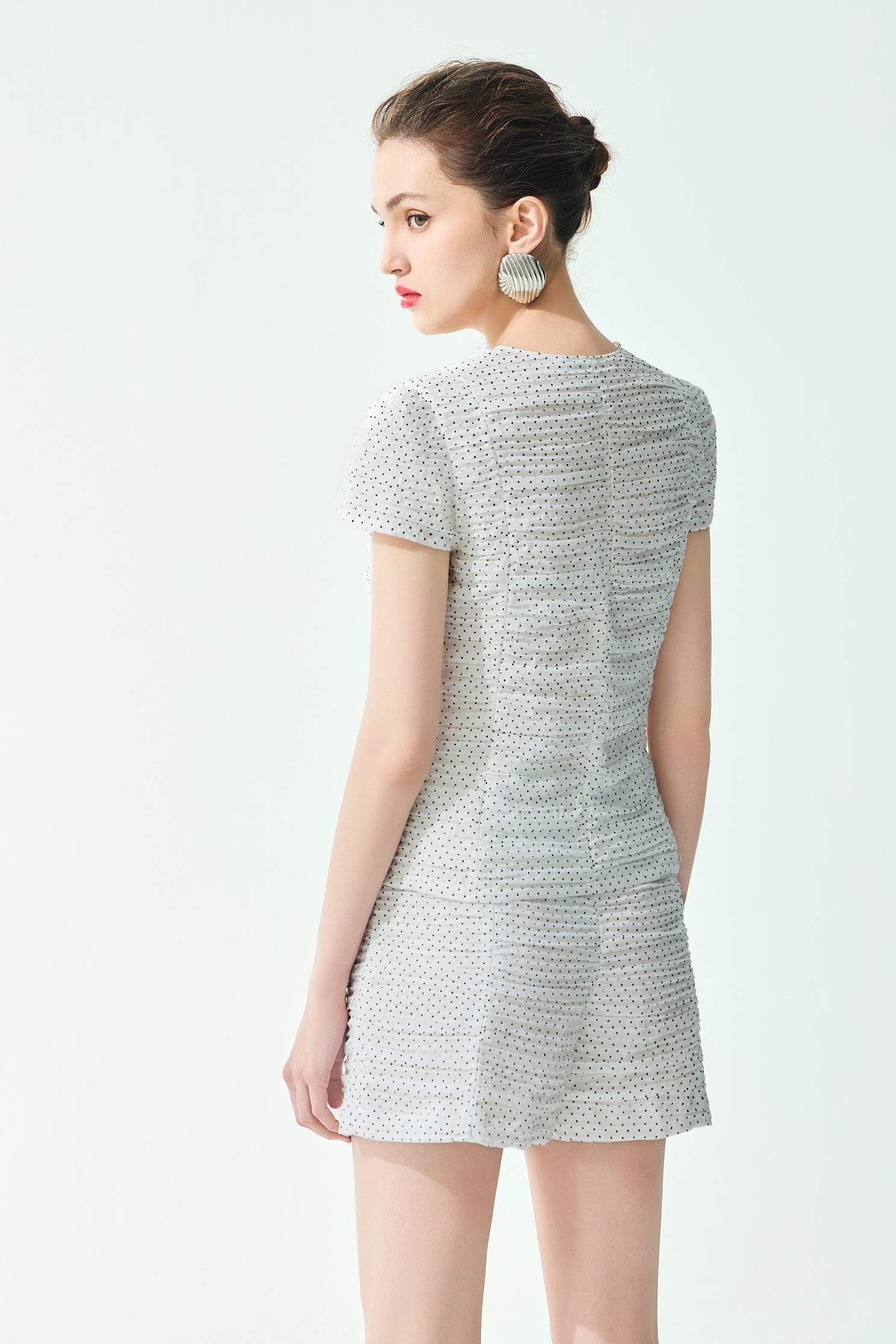 Front Zip Black Dotted Print TopFront Zip Black Dotted Print Top,Tops,Season (SS) Look,pearl