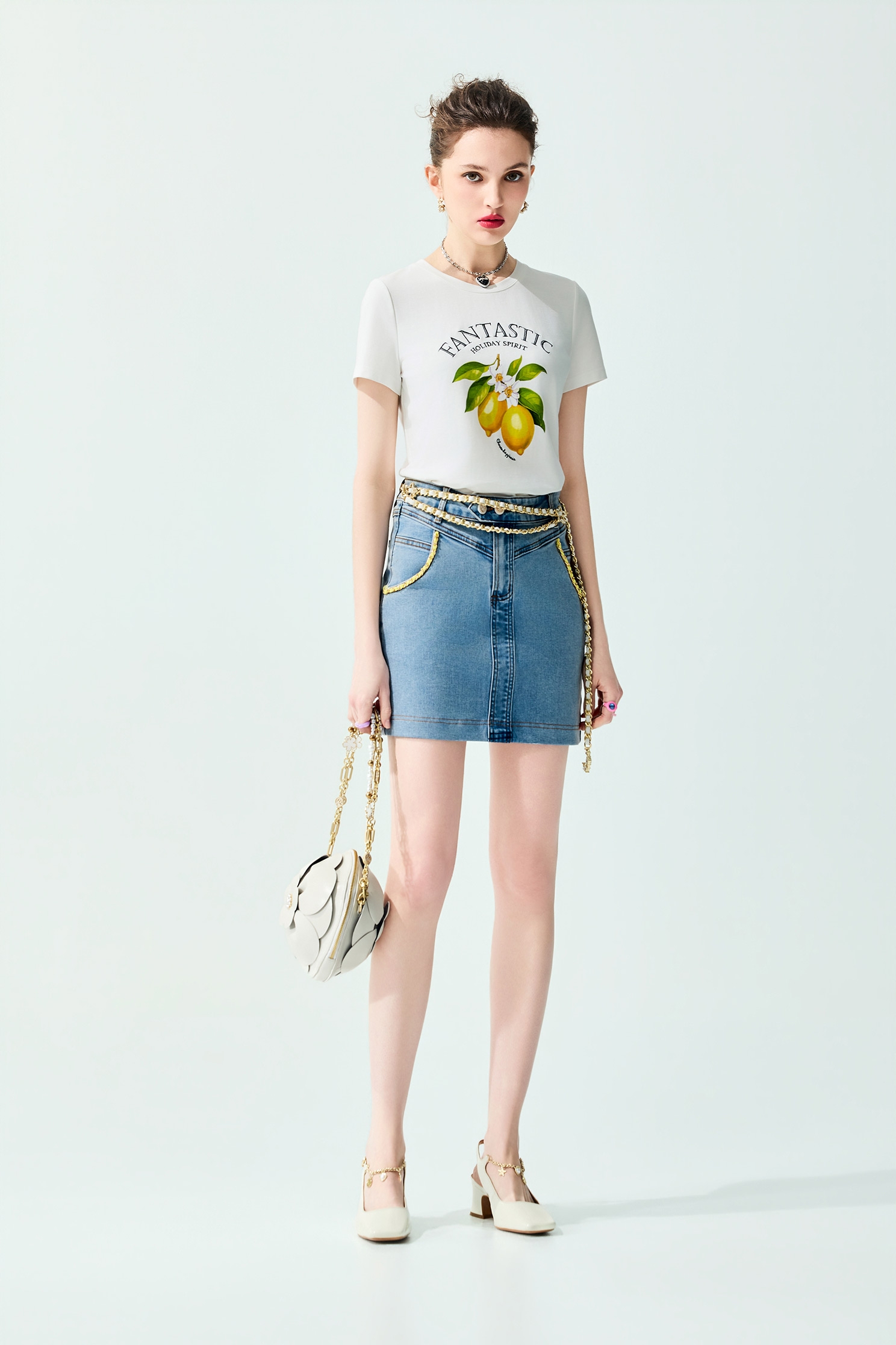 Lemon Graphic Print Short Sleeve TeeLemon Graphic Print Short Sleeve Tee,T-shirts,Tops,Embroidered,Season (SS) Look,White tops