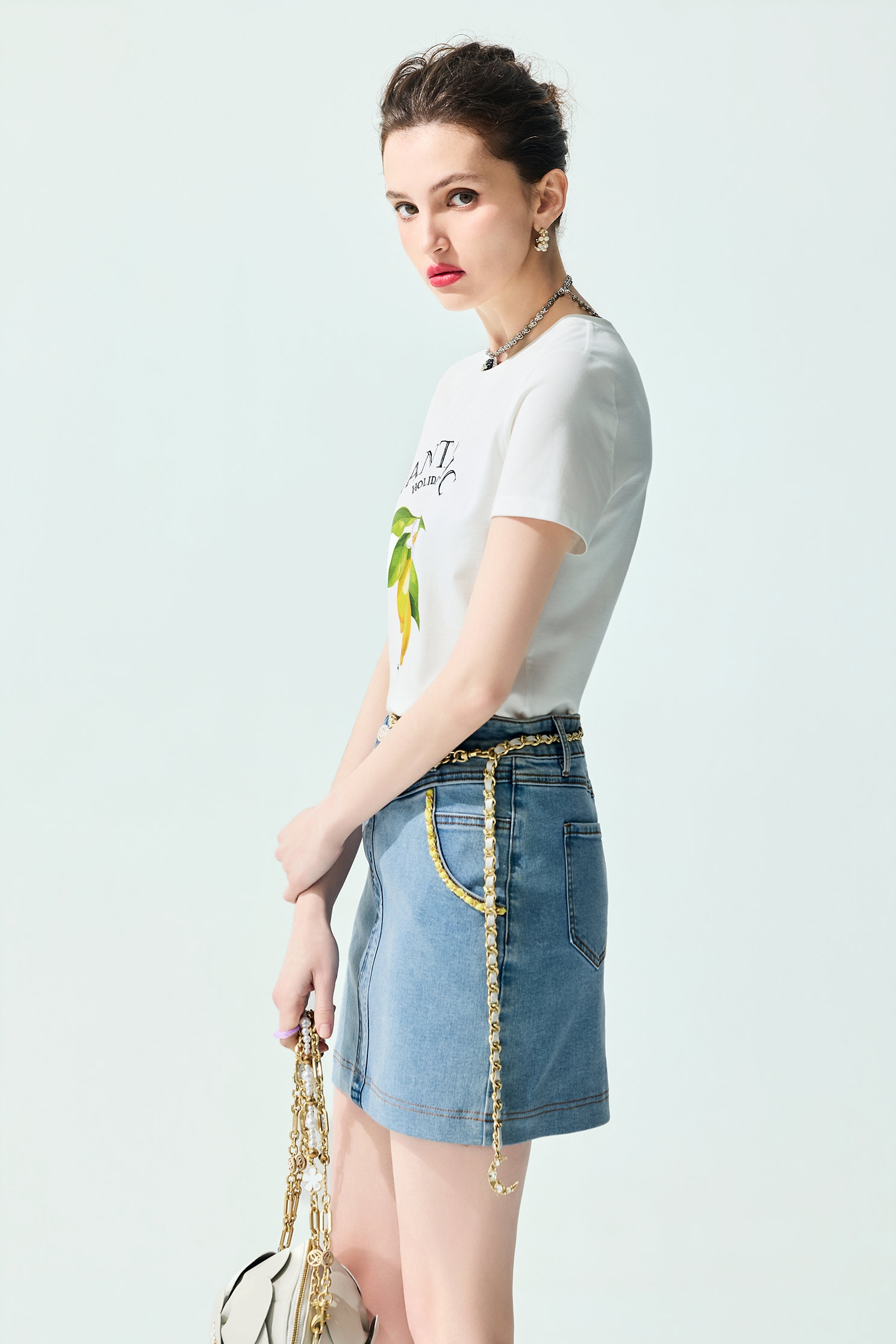 Lemon Graphic Print Short Sleeve TeeLemon Graphic Print Short Sleeve Tee,T-shirts,Tops,Embroidered,Season (SS) Look,White tops