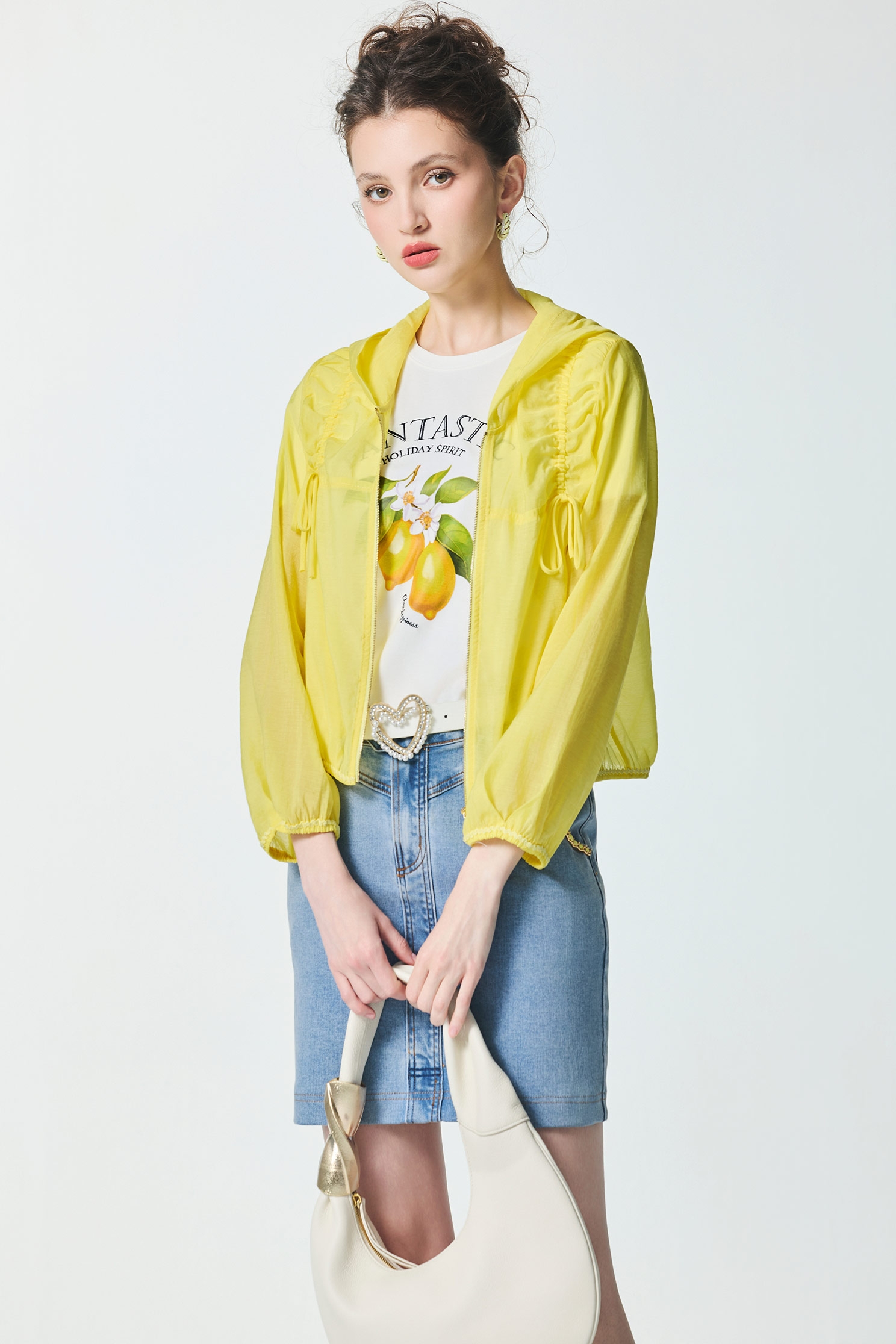 Lemon Graphic Print Short Sleeve TeeLemon Graphic Print Short Sleeve Tee,T-shirts,Tops,Embroidered,Season (SS) Look,White tops