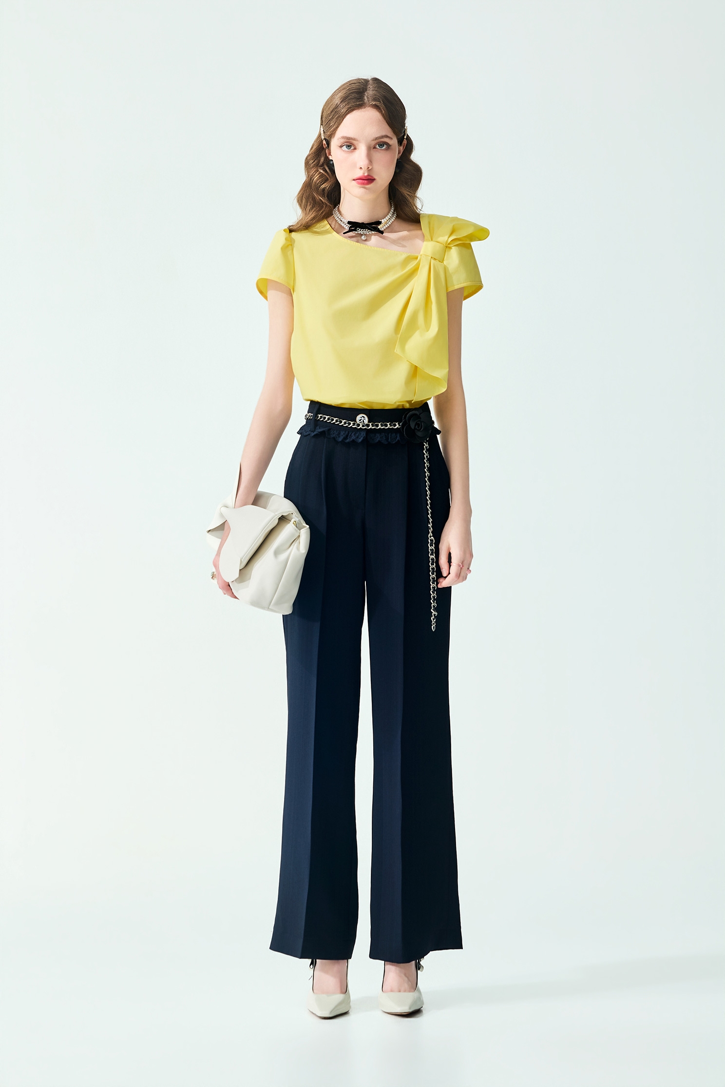 Bow Detail Yellow TopBow Detail Yellow Top,Tops,Season (SS) Look