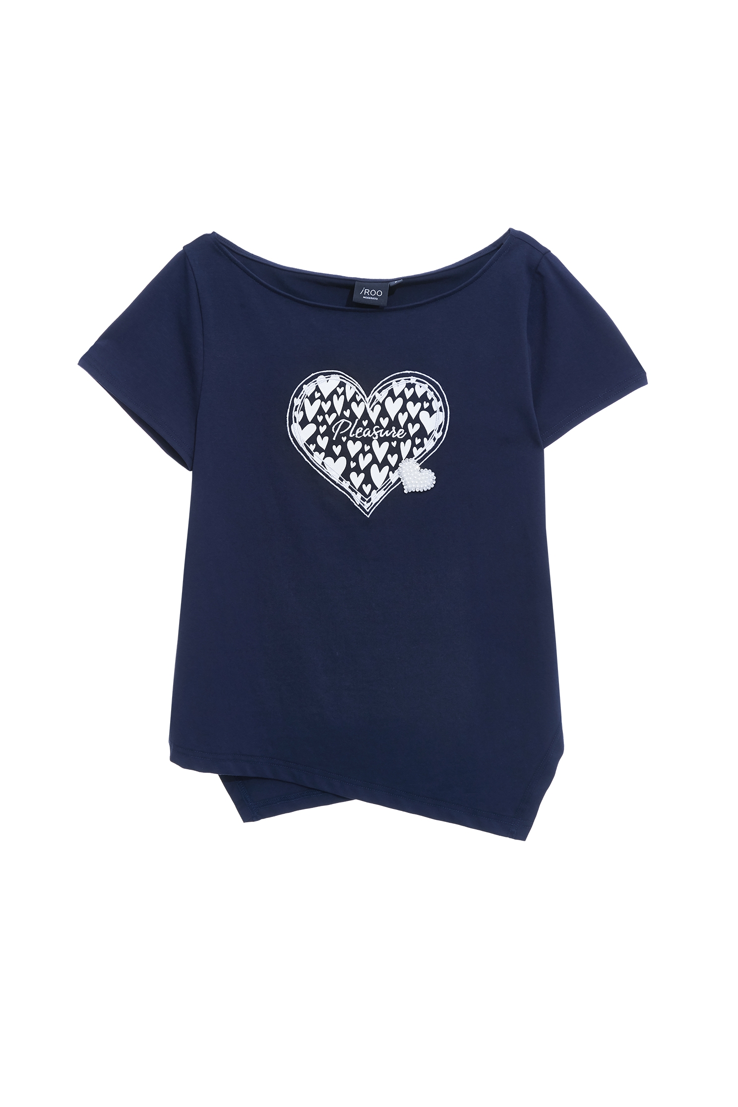 Heart Motif Navy TeeHeart Motif Navy Tee,Tops,Embroidered,Season (SS) Look,Cotton