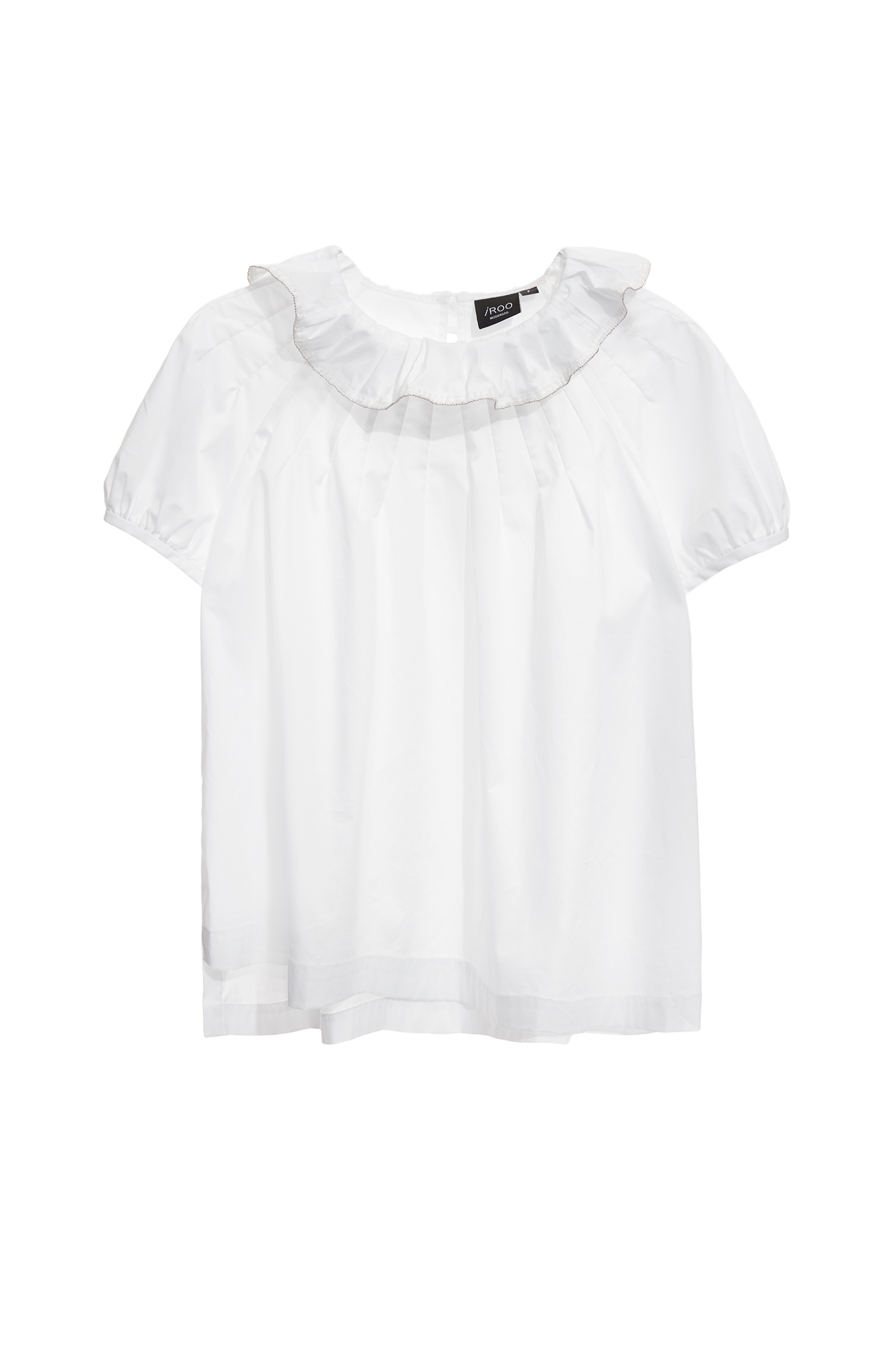 Ruffle Collar Short Sleeve TopRuffle Collar Short Sleeve Top,Tops,Season (SS) Look,pearl,White tops