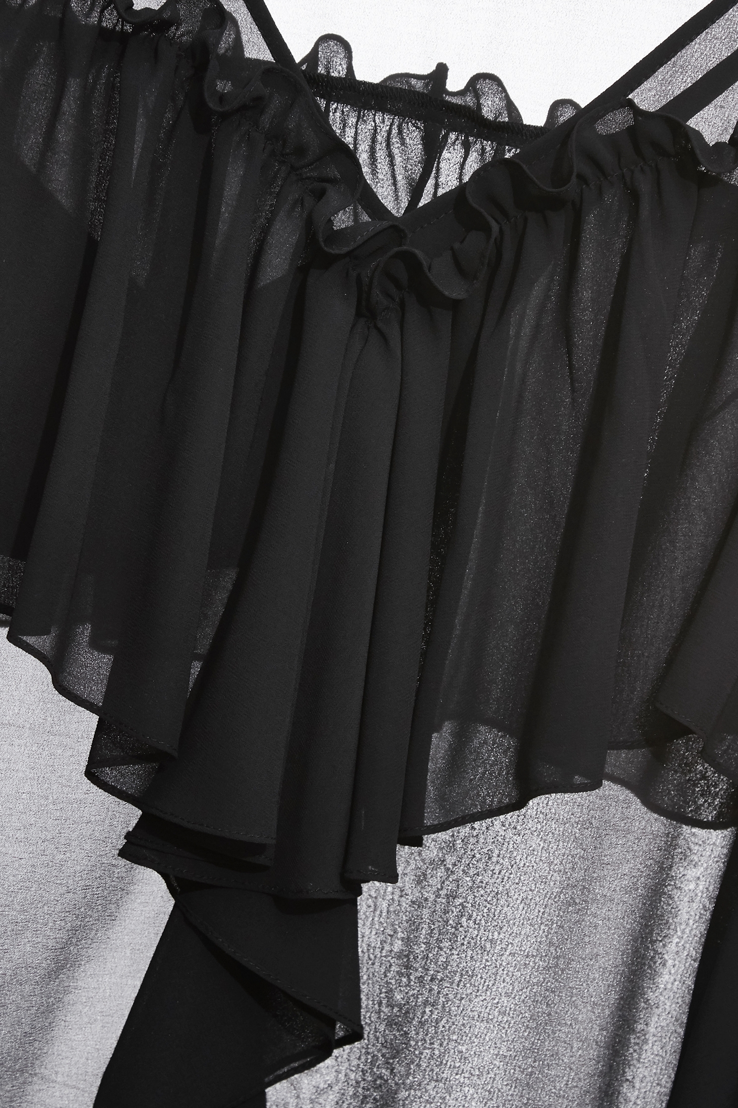Ruffle Chiffon Long sleeve TopRuffle Chiffon Long sleeve Top,Tops,Under shirts,Season (SS) Look,Chiffon,black tops