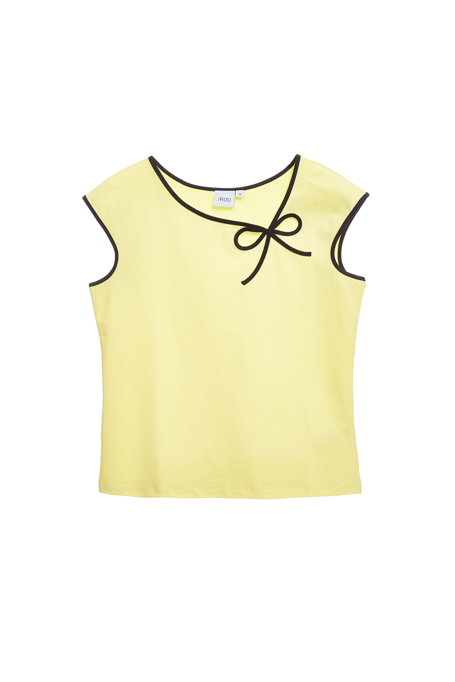 Bright Yellow Ribbon Detail TeeBright Yellow Ribbon Detail Tee,Tops,Season (SS) Look,Cotton,bows