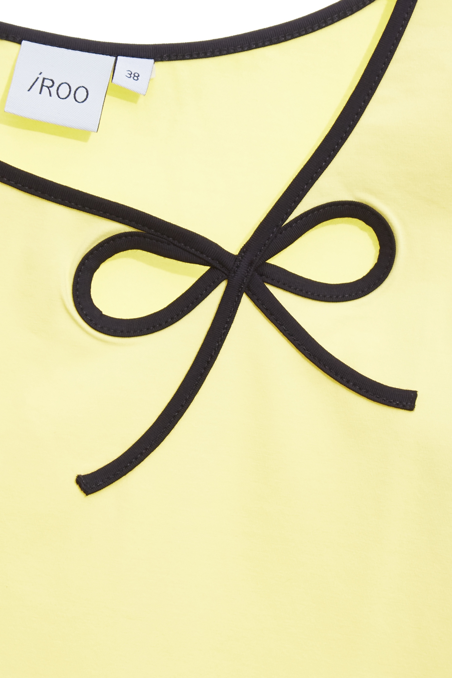 Bright Yellow Ribbon Detail TeeBright Yellow Ribbon Detail Tee,Tops,Season (SS) Look,Cotton,bows