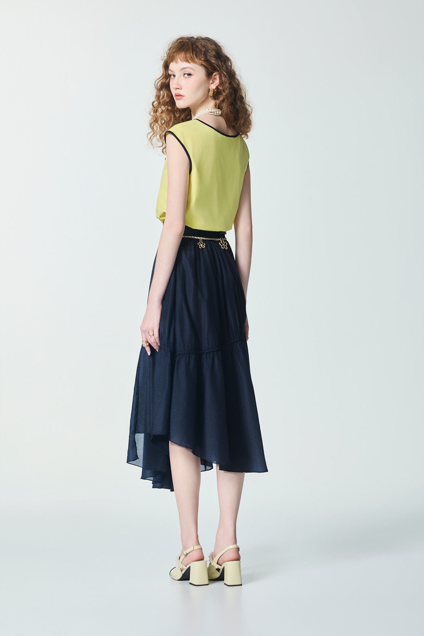 Bright Yellow Ribbon Detail TeeBright Yellow Ribbon Detail Tee,Tops,Season (SS) Look,Cotton,bows