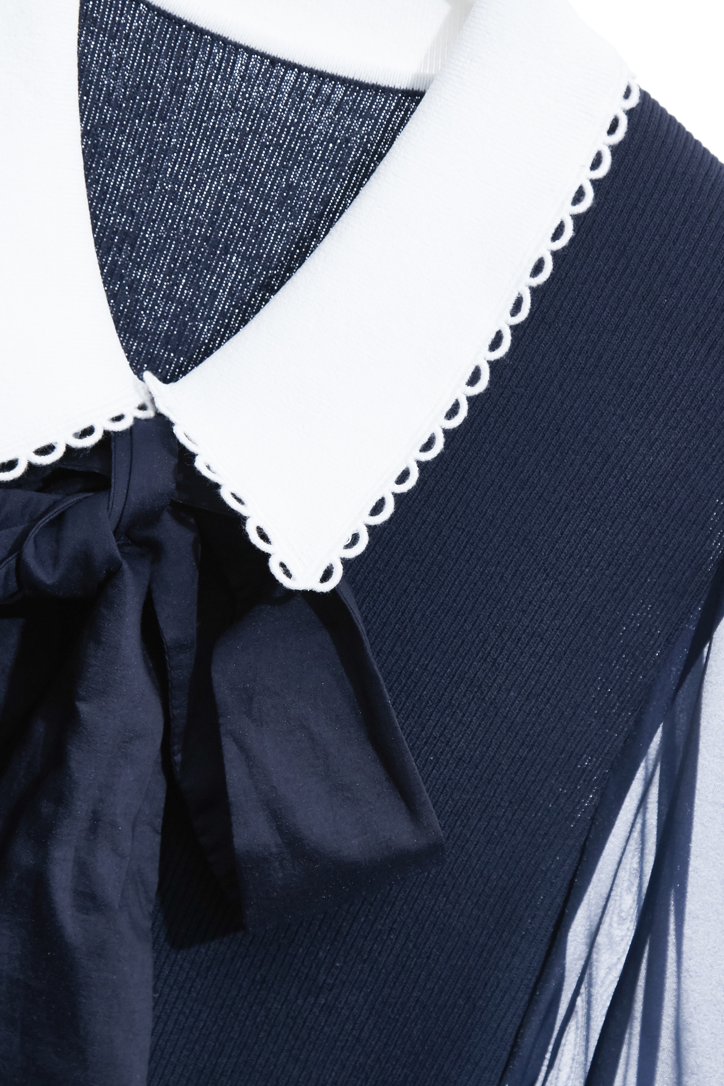 Contrast White Collar Navy Knit TopContrast White Collar Navy Knit Top,Tops,Season (SS) Look,bows,Knitted,Knitted tops