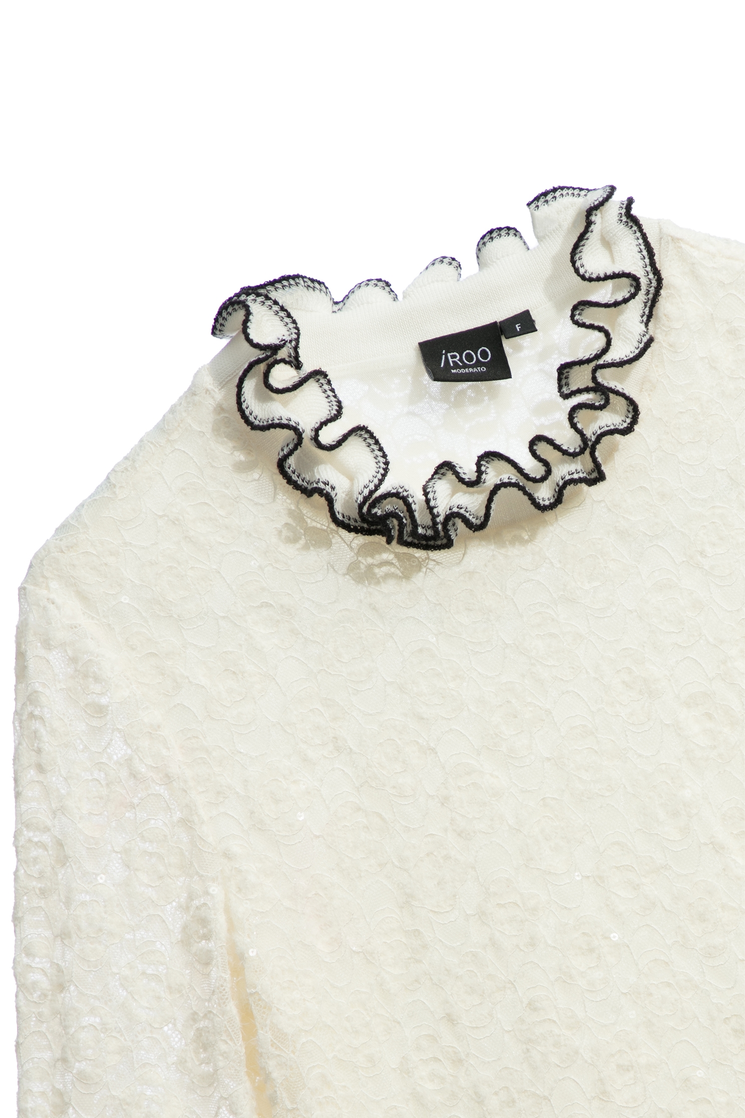 Floral Lace With Ruffle Collar TopFloral Lace With Ruffle Collar Top,Tops,Season (AW) Look,Lace