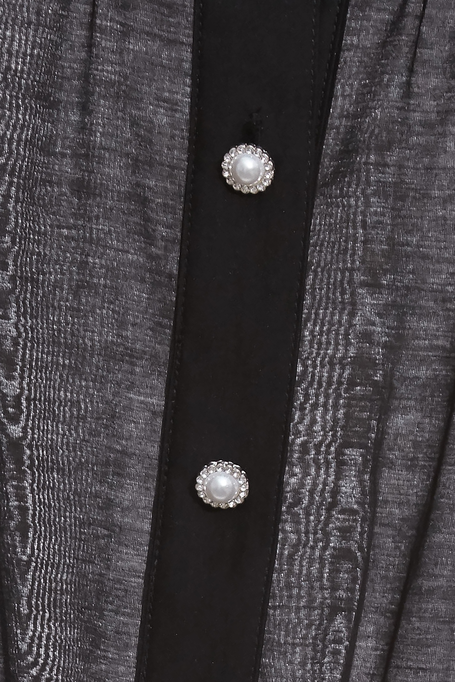 Button Front Puff Sleeve TopButton Front Puff Sleeve Top,Tops,pearl,Season (AW) Look,black tops