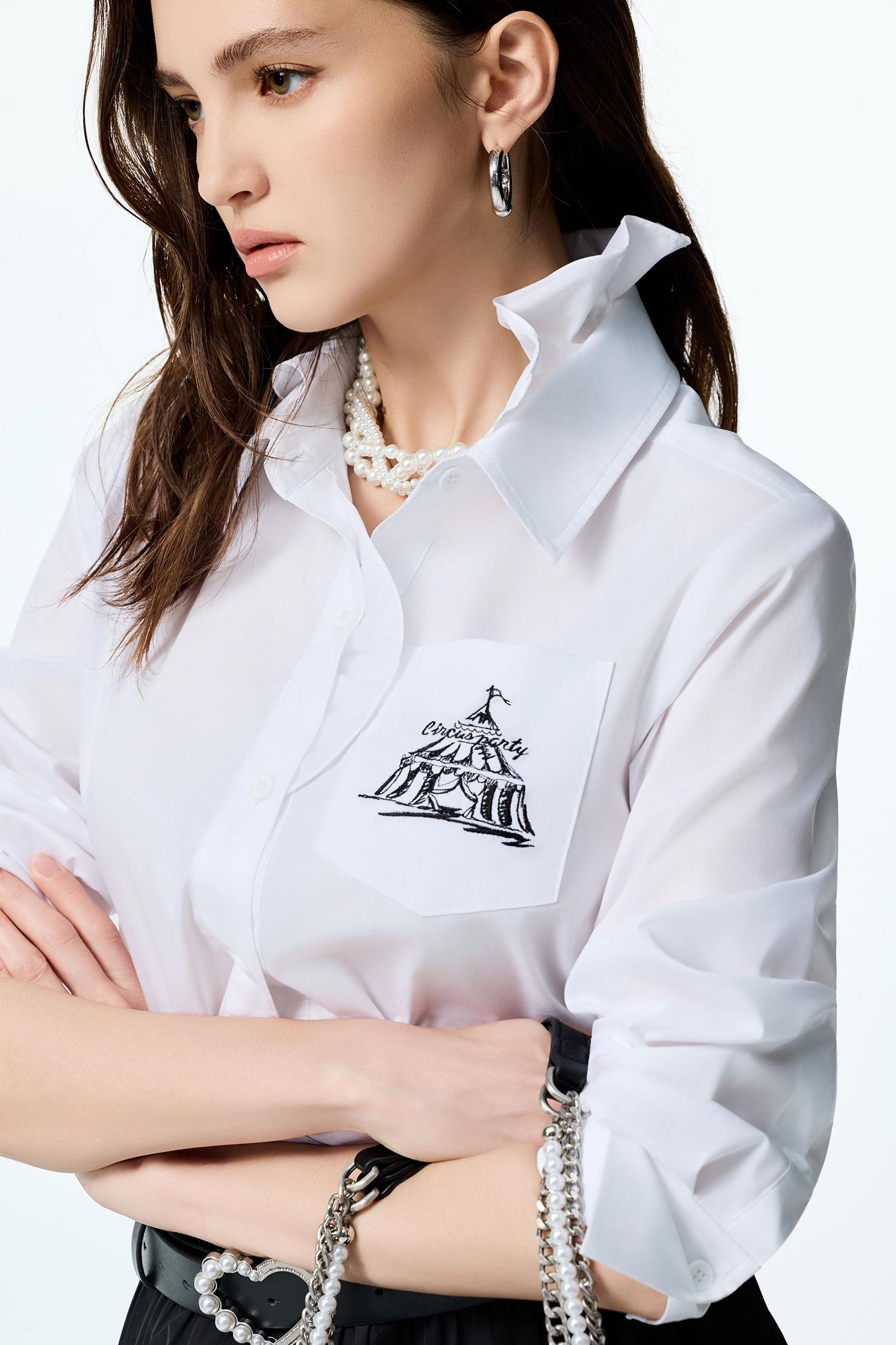 Double Collar Button Front BlouseDouble Collar Button Front Blouse,Tops,White tops,Season (AW) Look,Blouses