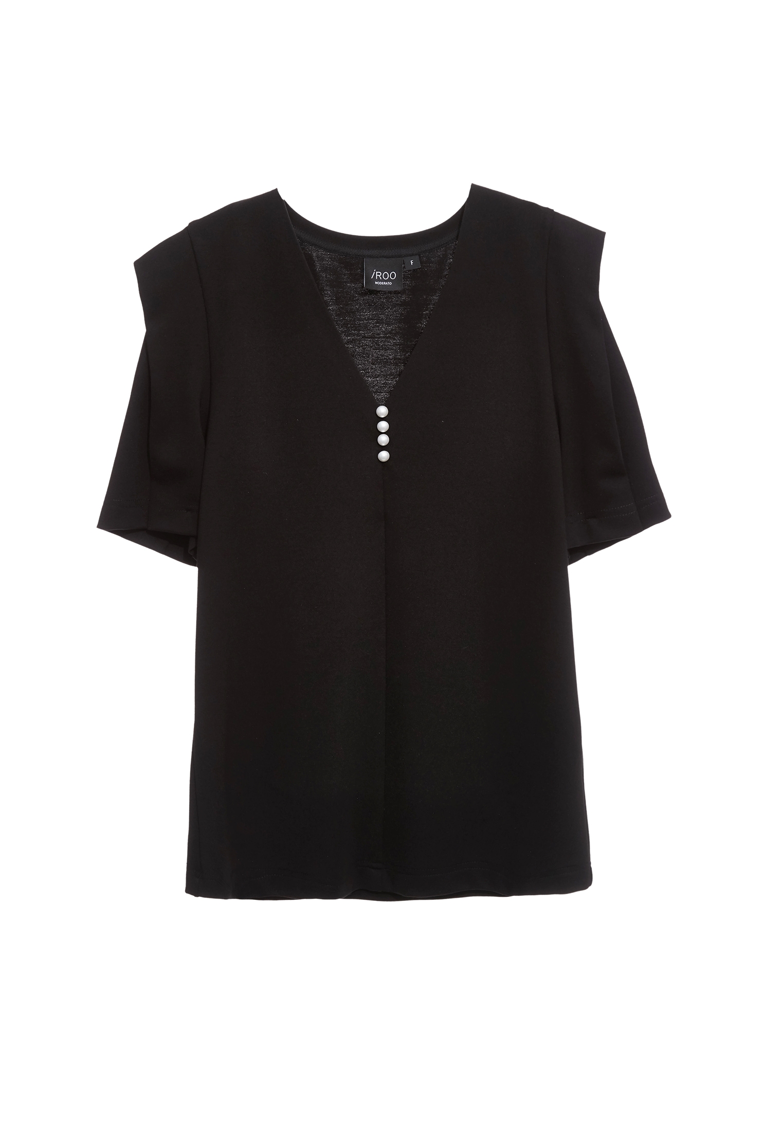V-neck Pearl Detail Black TopV-neck Pearl Detail Black Top,Tops,pearl,Season (AW) Look,black tops