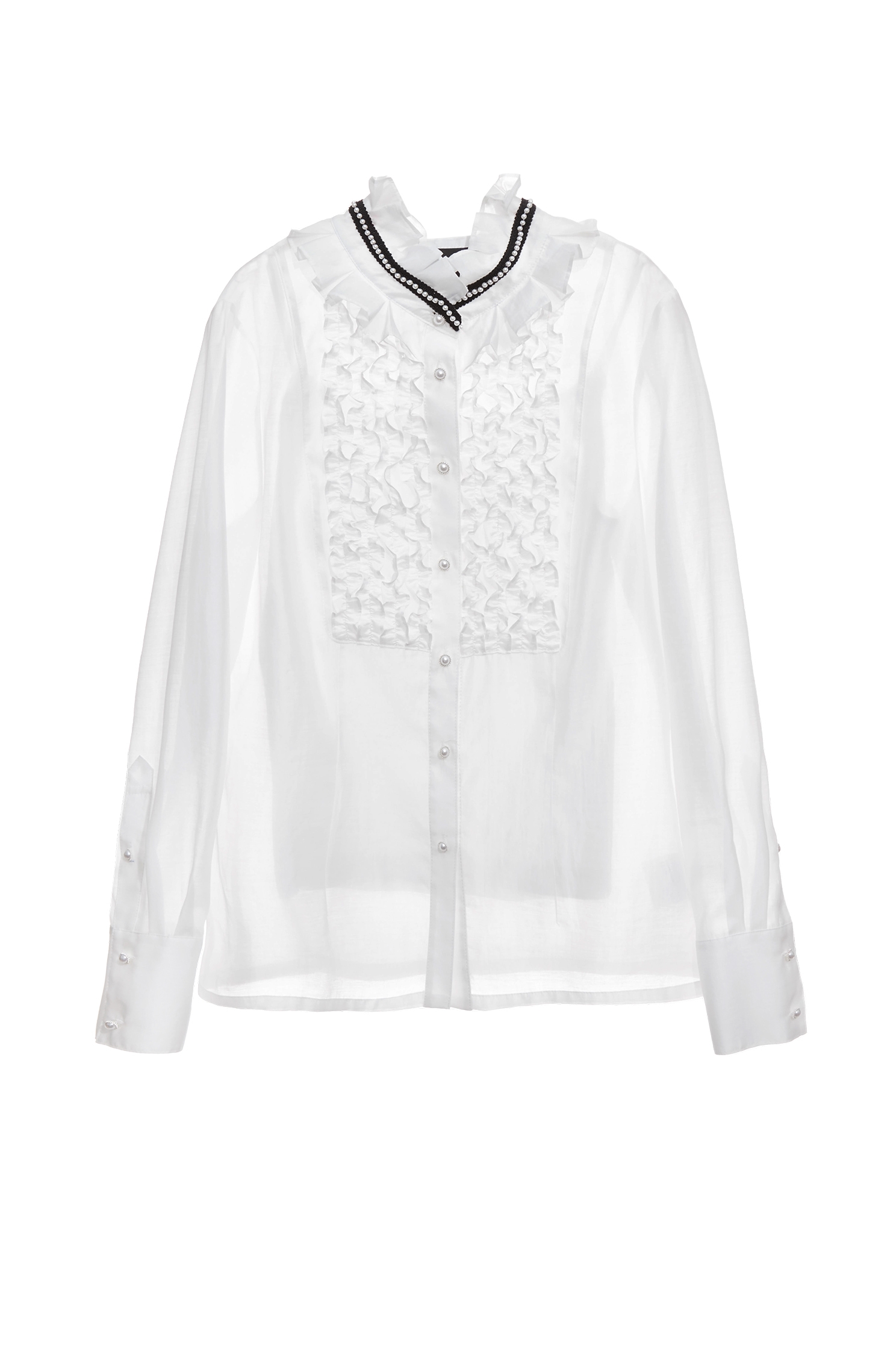 Ruffle Detail Chiffon BlouseRuffle Detail Chiffon Blouse,Tops,pearl,White tops,Season (AW) Look