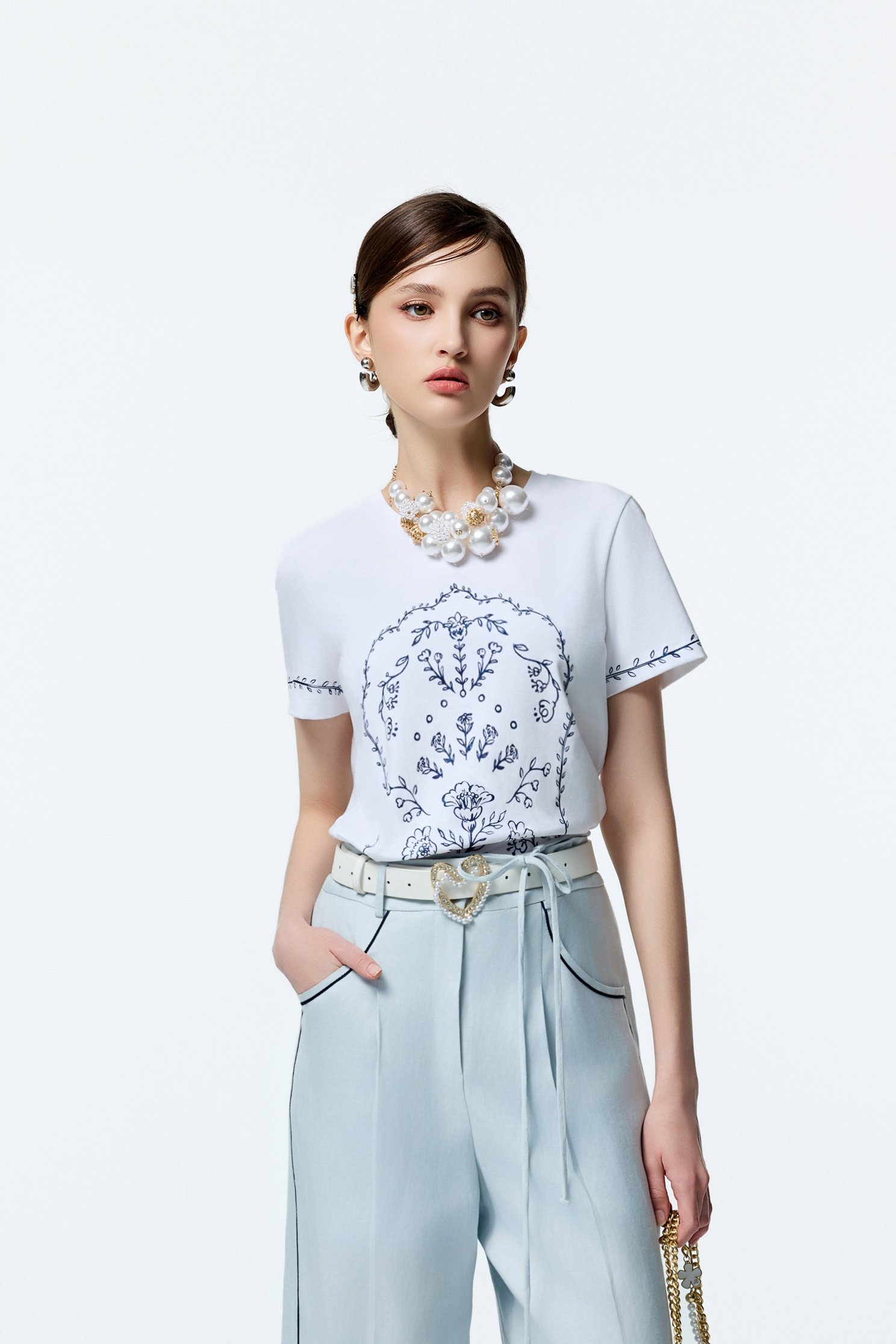 Front Graphic Short Sleeve TeeFront Graphic Short Sleeve Tee,T-shirts,T-shirts,Tops,Embroidered,Season (AW) Look,Valentine,Cotton