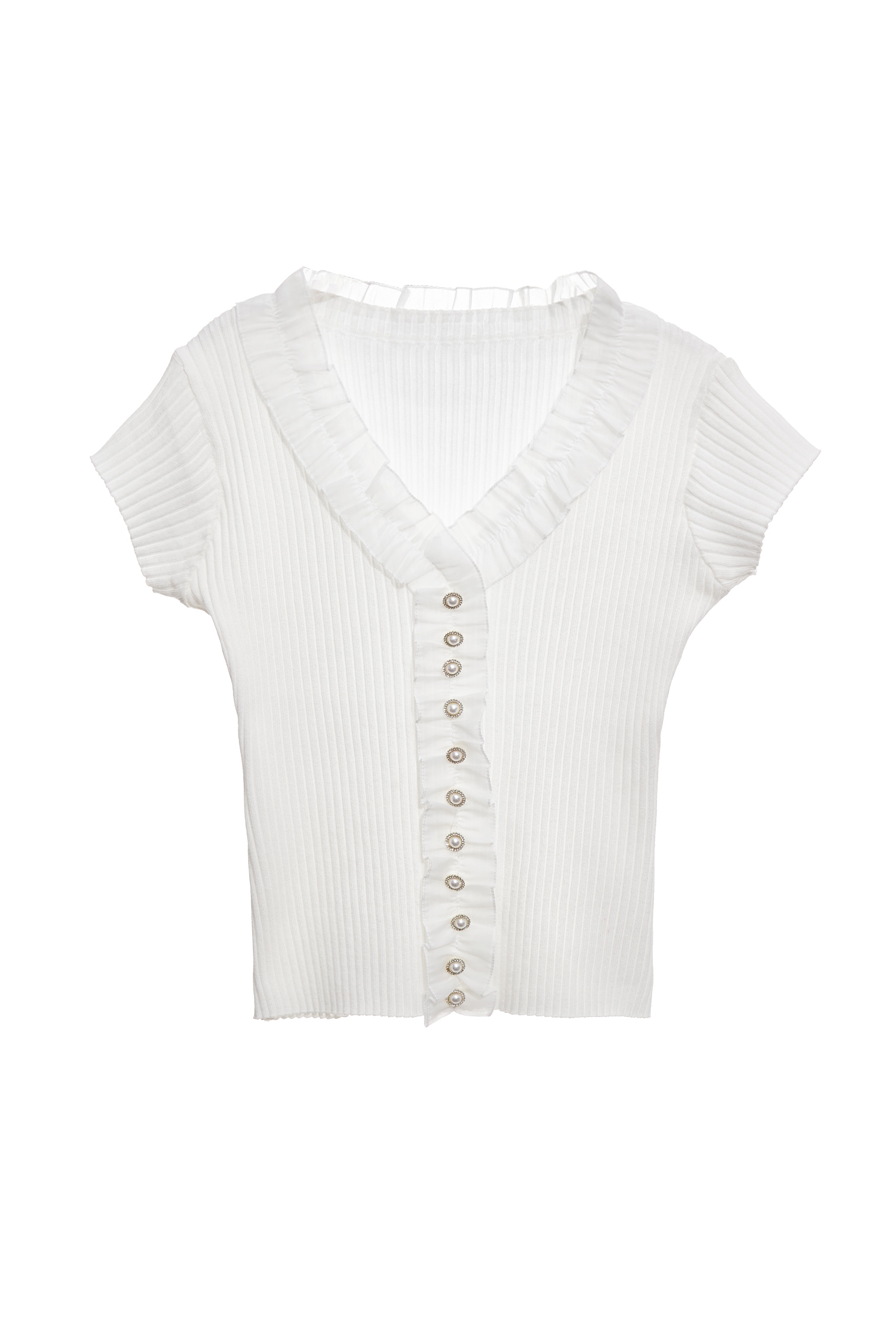 Pleated Detail V-neck Knit TopPleated Detail V-neck Knit Top,Tops,White tops,Season (AW) Look,Knitted,Knitted tops