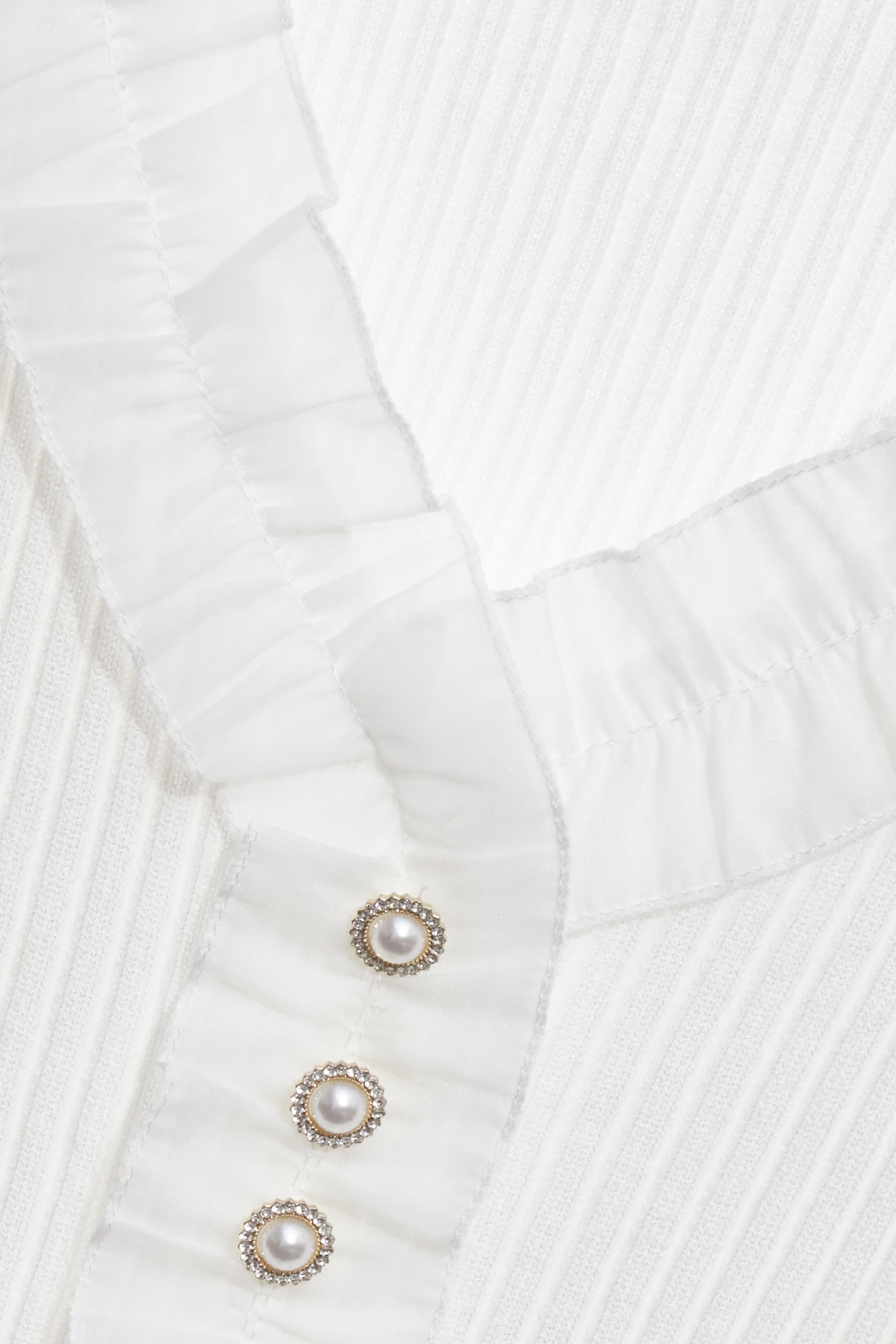 Pleated Detail V-neck Knit TopPleated Detail V-neck Knit Top,Tops,White tops,Season (AW) Look,Knitted,Knitted tops