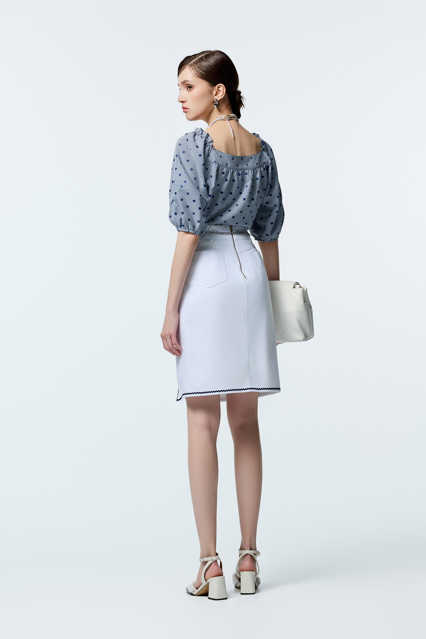 Dotted Embroidery Detail Plaid TopDotted Embroidery Detail Plaid Top,Office Looks,Tops,co-ord sets,Plaid,dotcollection,Season (AW) Look,Lace