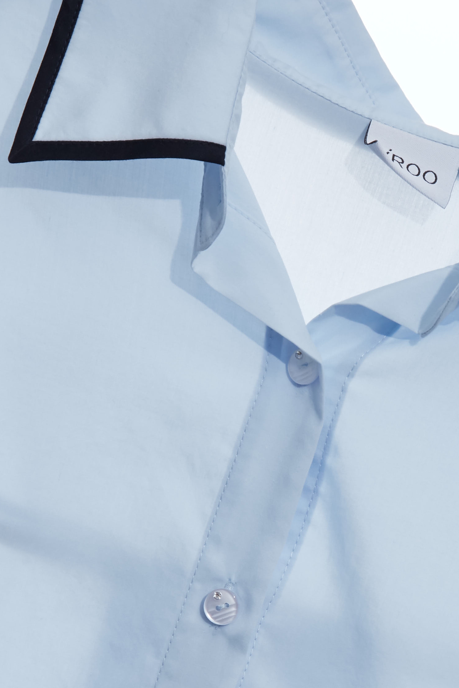 Light Blue Loose Fit Blouse With Contrast Navy Trim DetailLight Blue Loose Fit Blouse With Contrast Navy Trim Detail,Office Looks,Tops,Season (AW) Look,Blouses