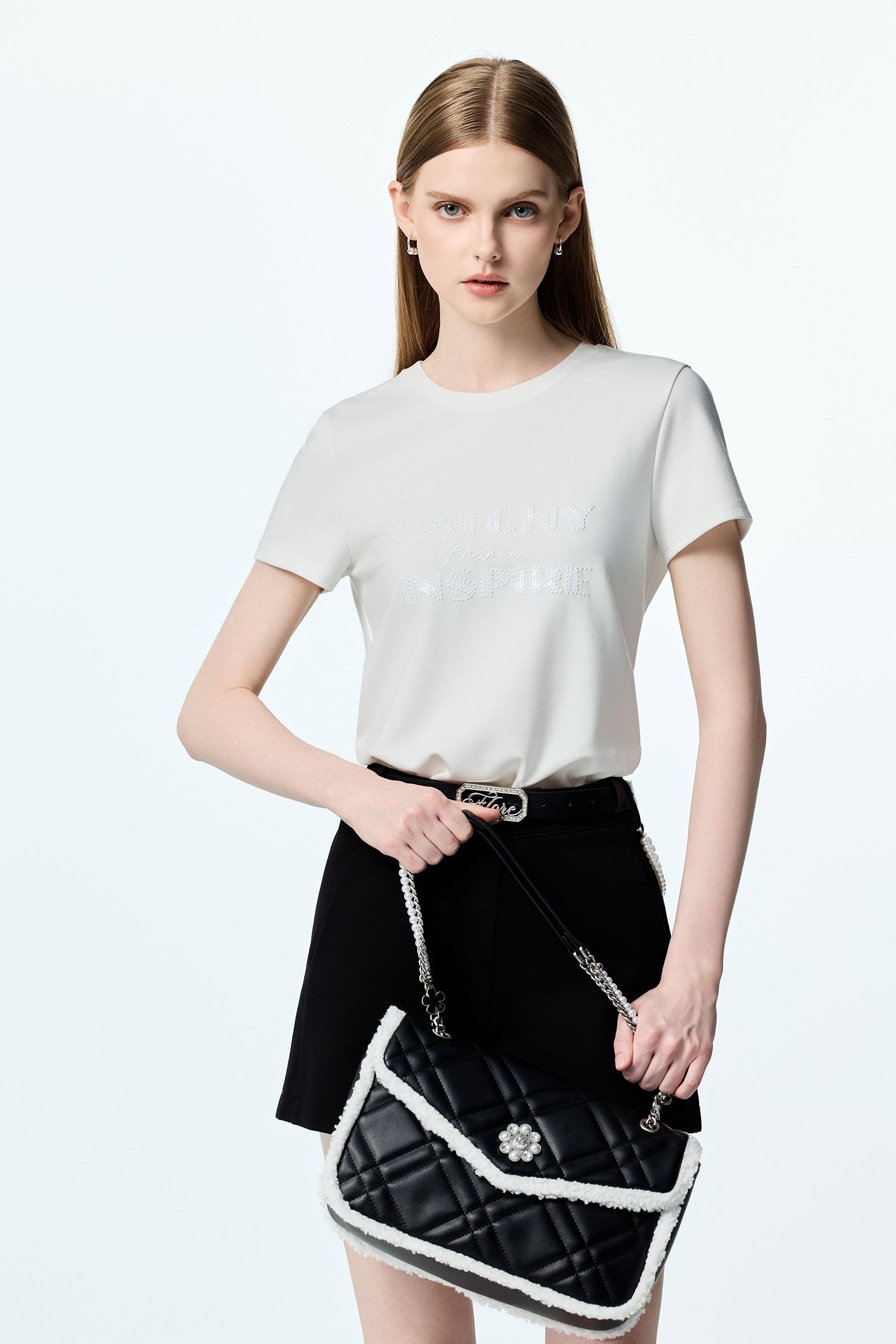 Front Slogan Short Sleeve TeeFront Slogan Short Sleeve Tee,Tops,White tops,Season (AW) Look