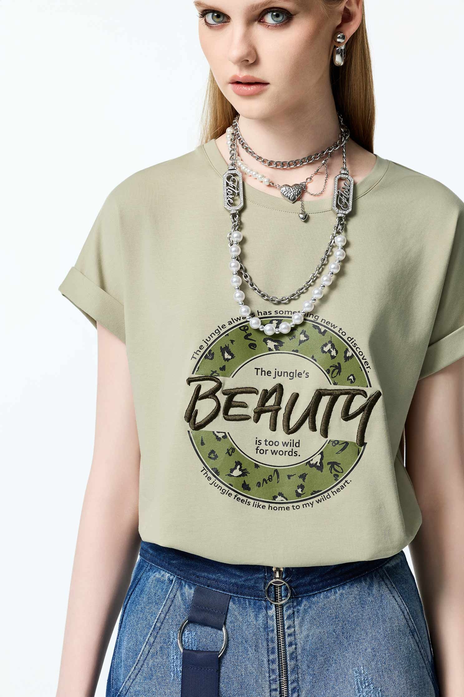 Embroidered Graphic Short Sleeve TeeEmbroidered Graphic Short Sleeve Tee,T-shirts,T-shirts,Tops,Embroidered,Season (AW) Look,upperclass