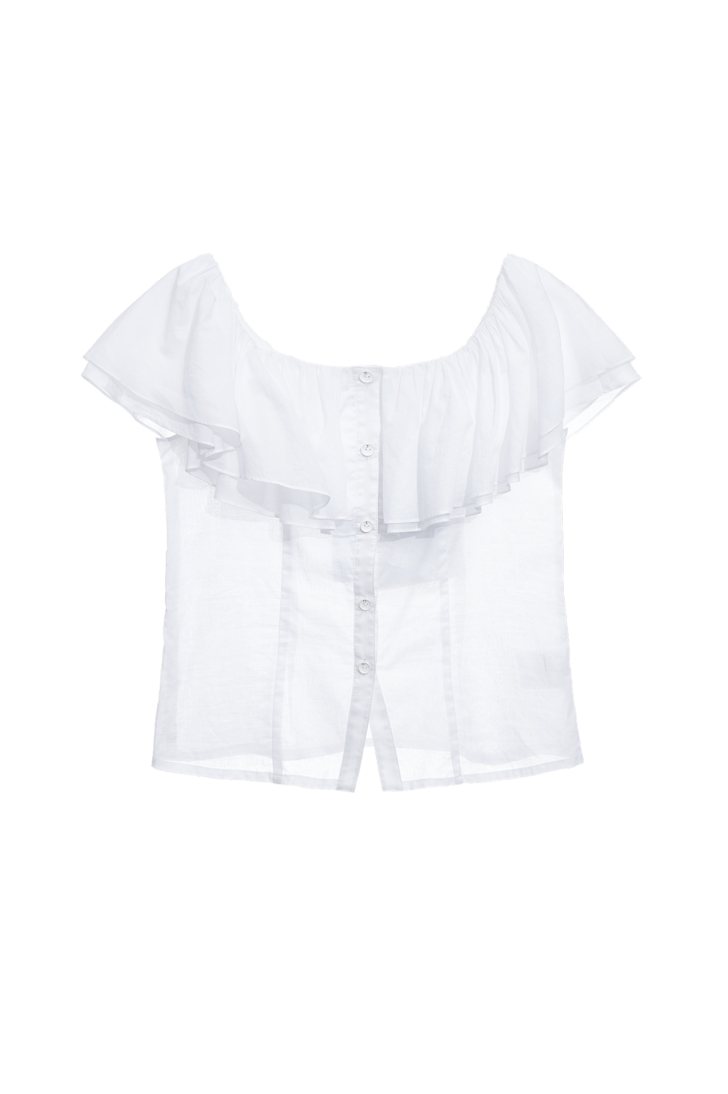 Ruffle Detail Front Button TopRuffle Detail Front Button Top,sleeveless tops,Tops,Season (SS) Look,White tops,sleeveless tops
