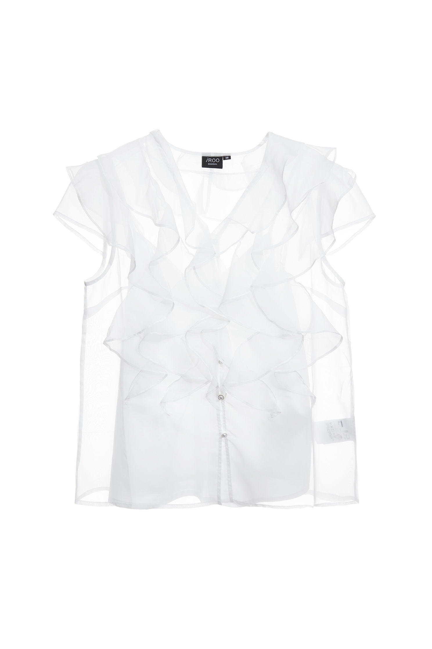 V-neck Ruffle Detail Chiffon TopV-neck Ruffle Detail Chiffon Top,Tops,Under shirts,Season (SS) Look,pearl,White tops
