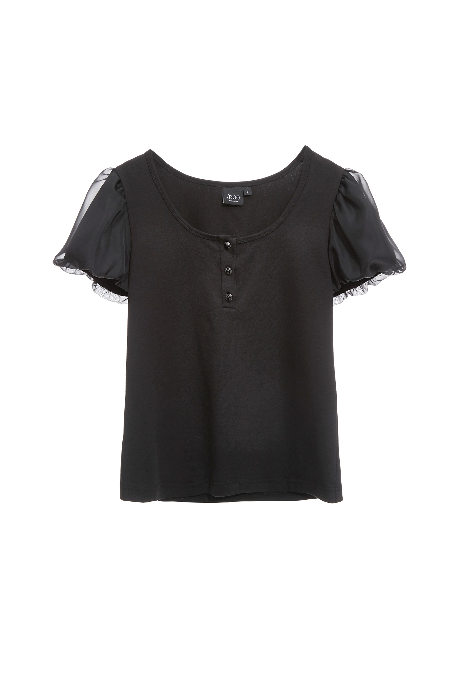 Puff Sleeve Minimalist Black TopPuff Sleeve Minimalist Black Top,Tops,Season (SS) Look,pearl,black tops