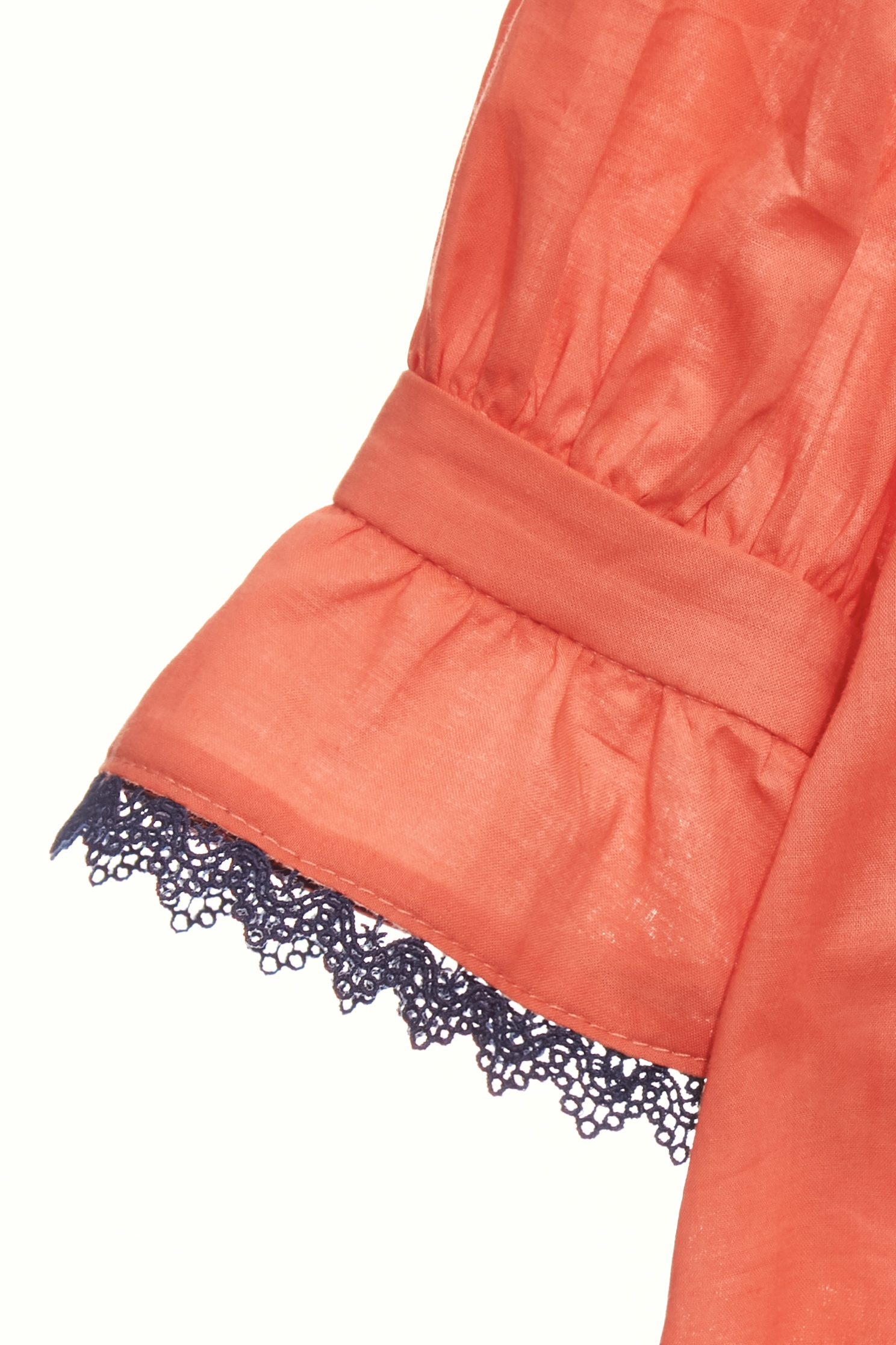 Ruffle Neckline Detail Orange Top,sleeveless tops,Tops,Season (SS) Look,sleeveless tops,Lace