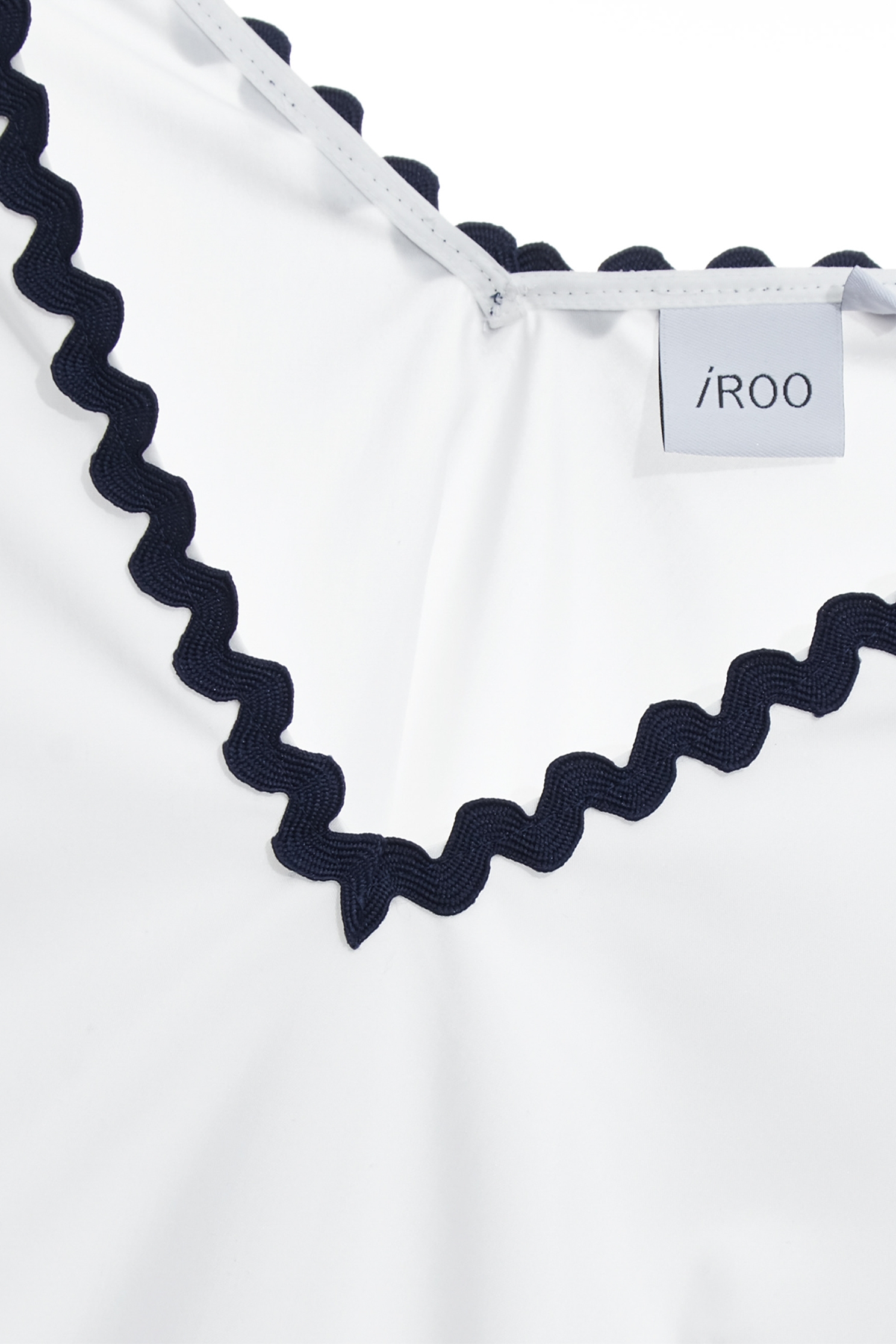 Contrast Navy Trim Neckline Top,Tops,Season (SS) Look,White tops,Lace