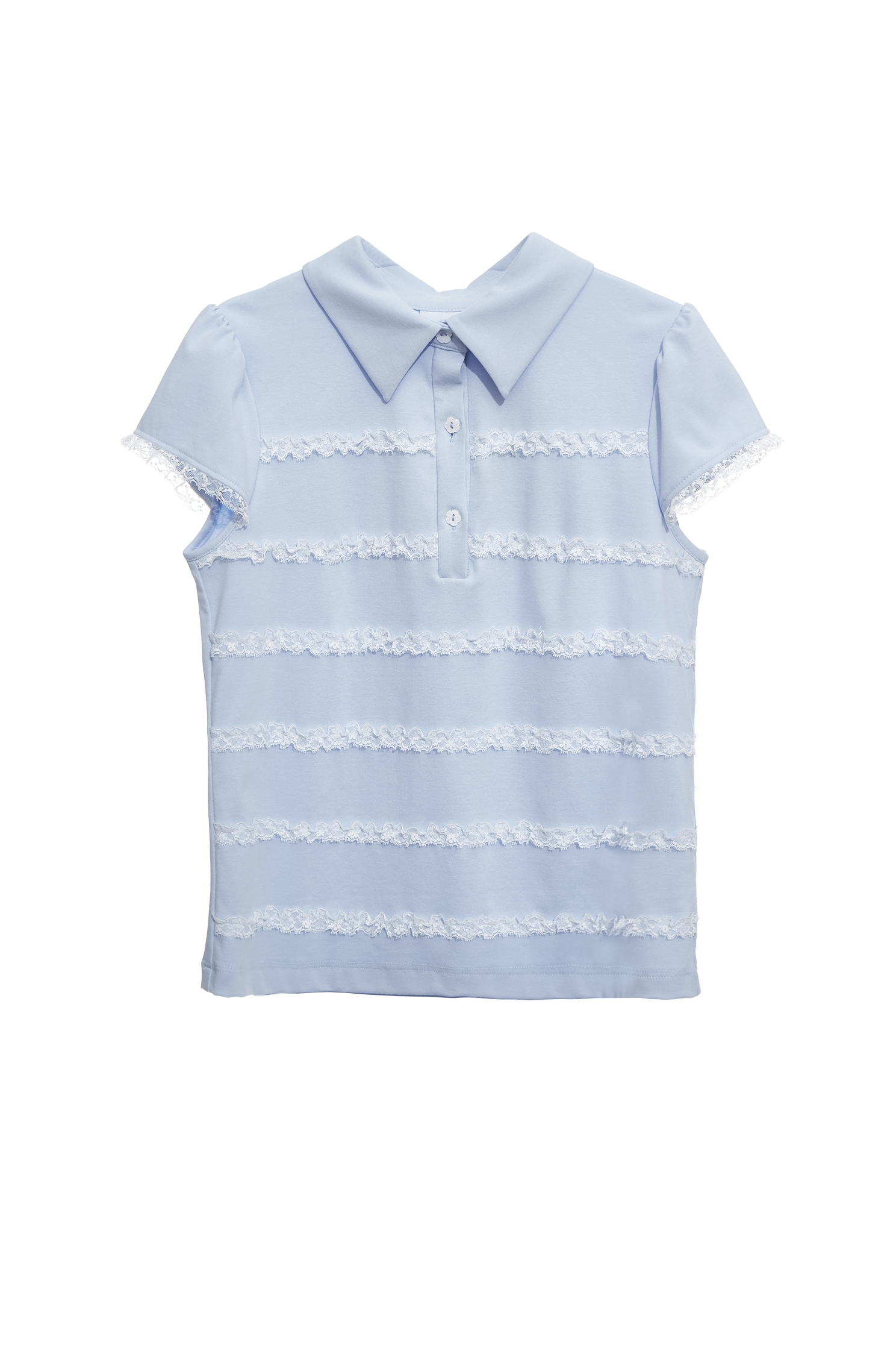 Lace Trim Detail Short Sleeve Polo Top,Tops,Season (SS) Look,Stripe,Lace