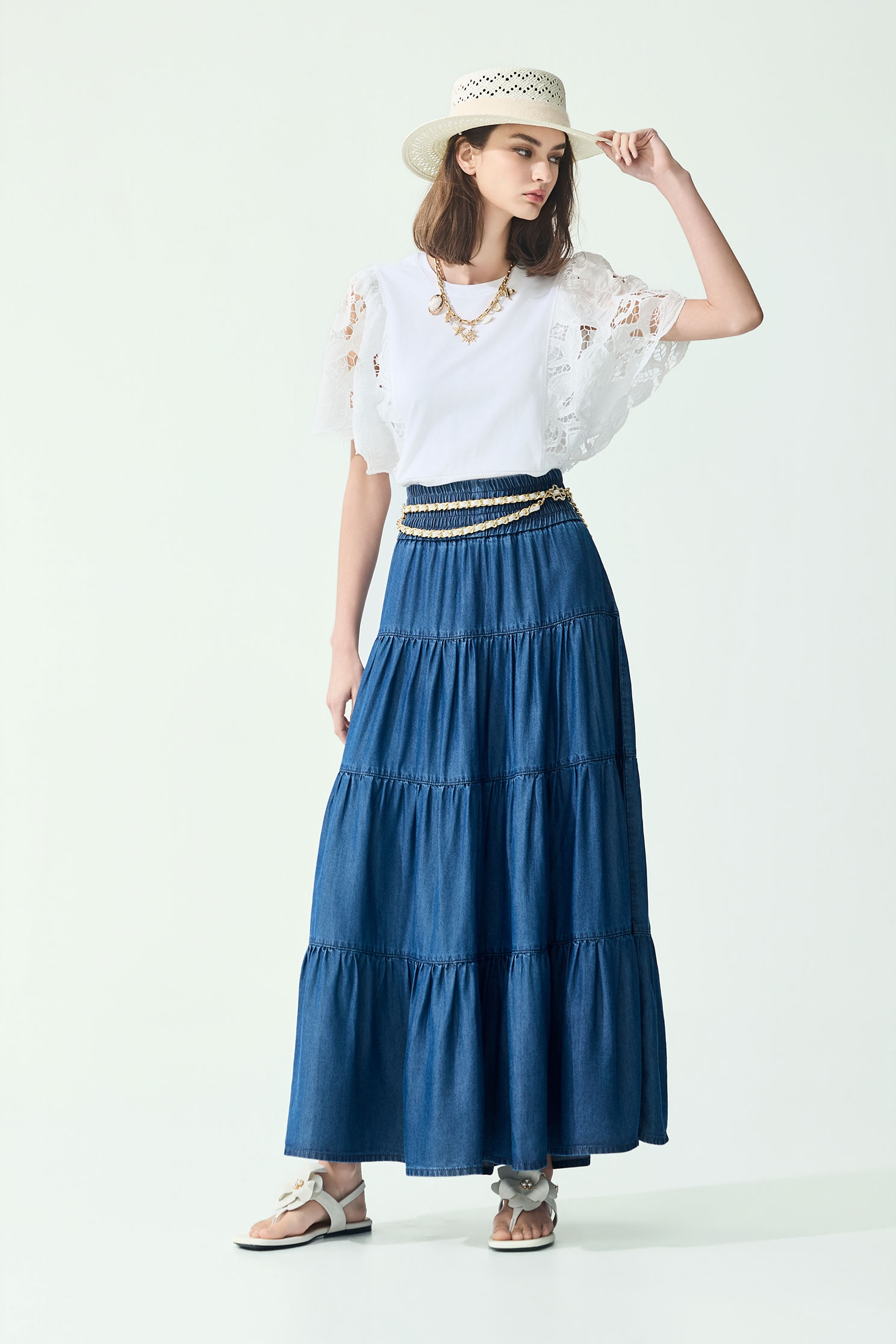 Lace Sleeve White TeeLace Sleeve White Tee,Tops,Embroidered,Season (SS) Look,White tops,Lace