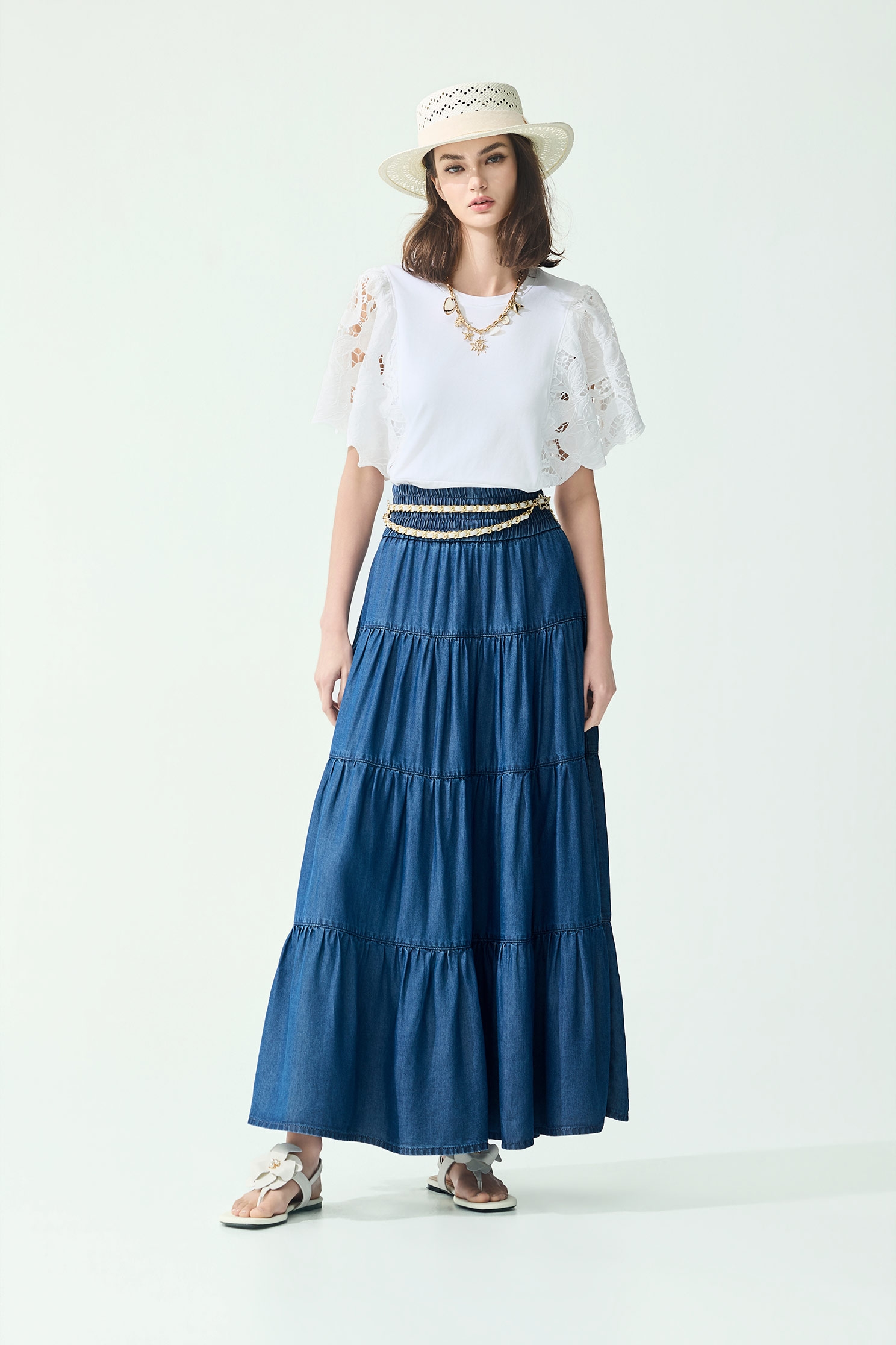 Lace Sleeve White TeeLace Sleeve White Tee,Tops,Embroidered,Season (SS) Look,White tops,Lace