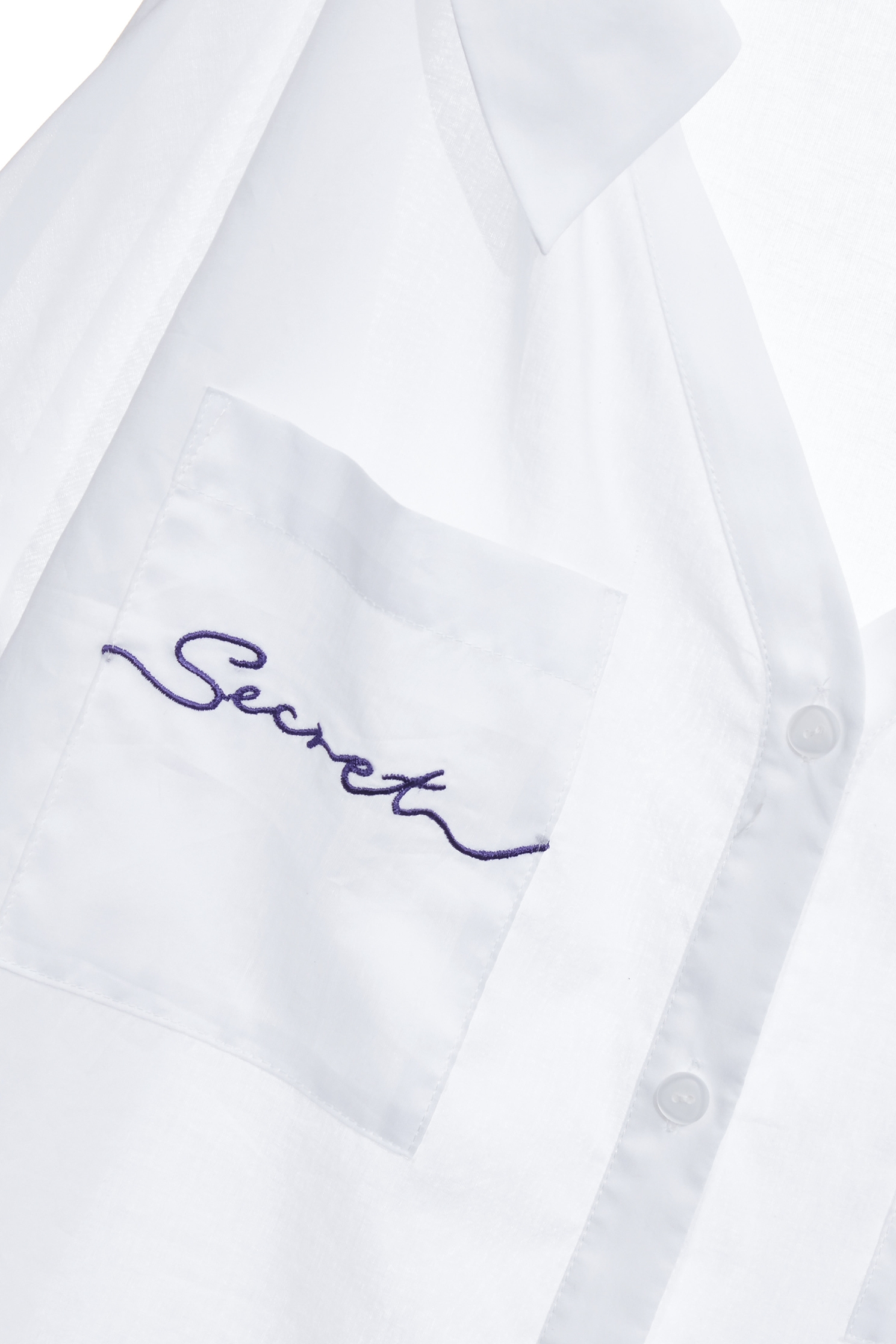 Patch Pocket V-neck BlousePatch Pocket V-neck Blouse,Tops,bestselling,Embroidered,Season (SS) Look,pearl,White tops,Blouses