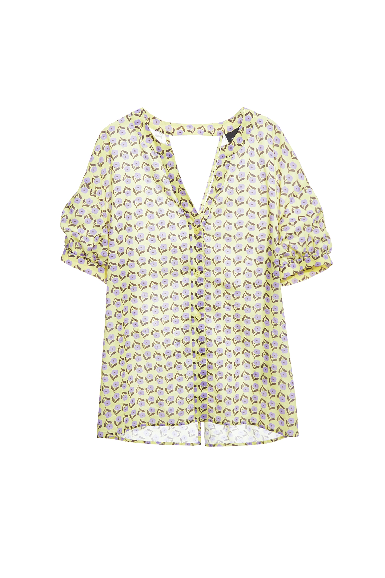 Purple Floral Print V-neck TopPurple Floral Print V-neck Top,Tops,Season (SS) Look,Blouses