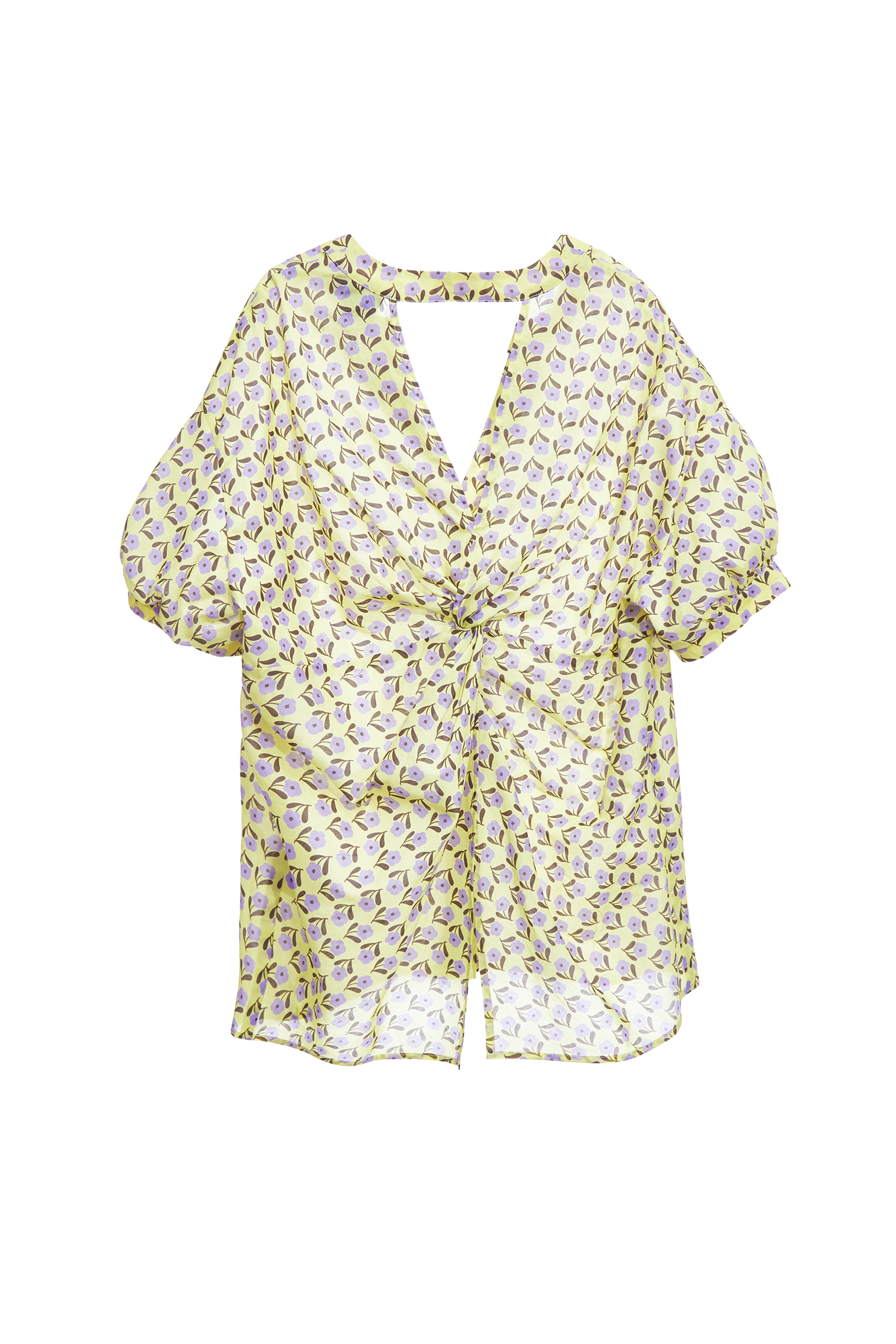 Purple Floral Print V-neck TopPurple Floral Print V-neck Top,Tops,Season (SS) Look,Blouses
