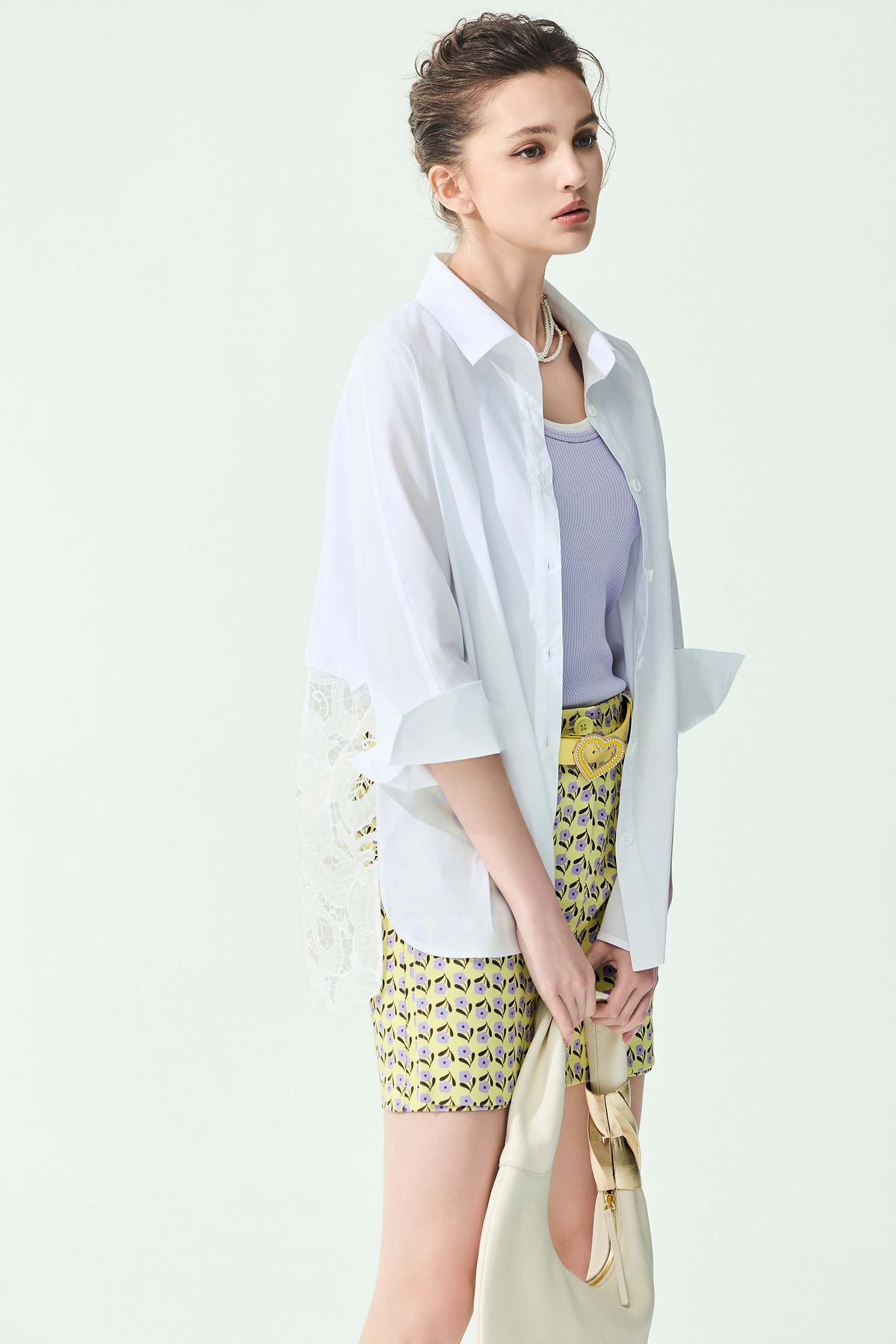 Back Lace Detail Oversize BlouseBack Lace Detail Oversize Blouse,Tops,Embroidered,Season (SS) Look,White tops,Lace