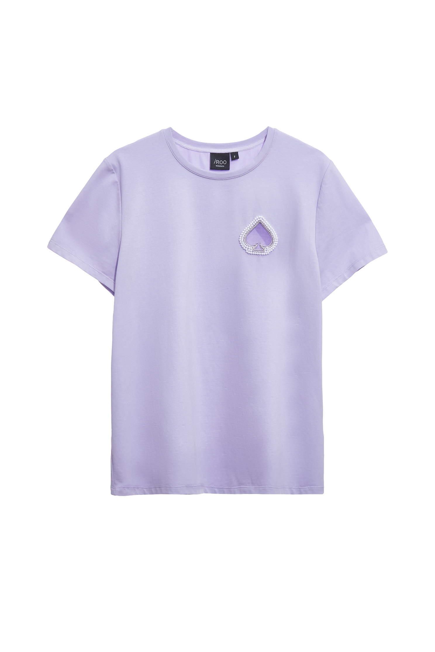 Heart Motif Short Sleeve Tee With Pearl DetailHeart Motif Short Sleeve Tee With Pearl Detail,Tops,Embroidered,Season (SS) Look,pearl