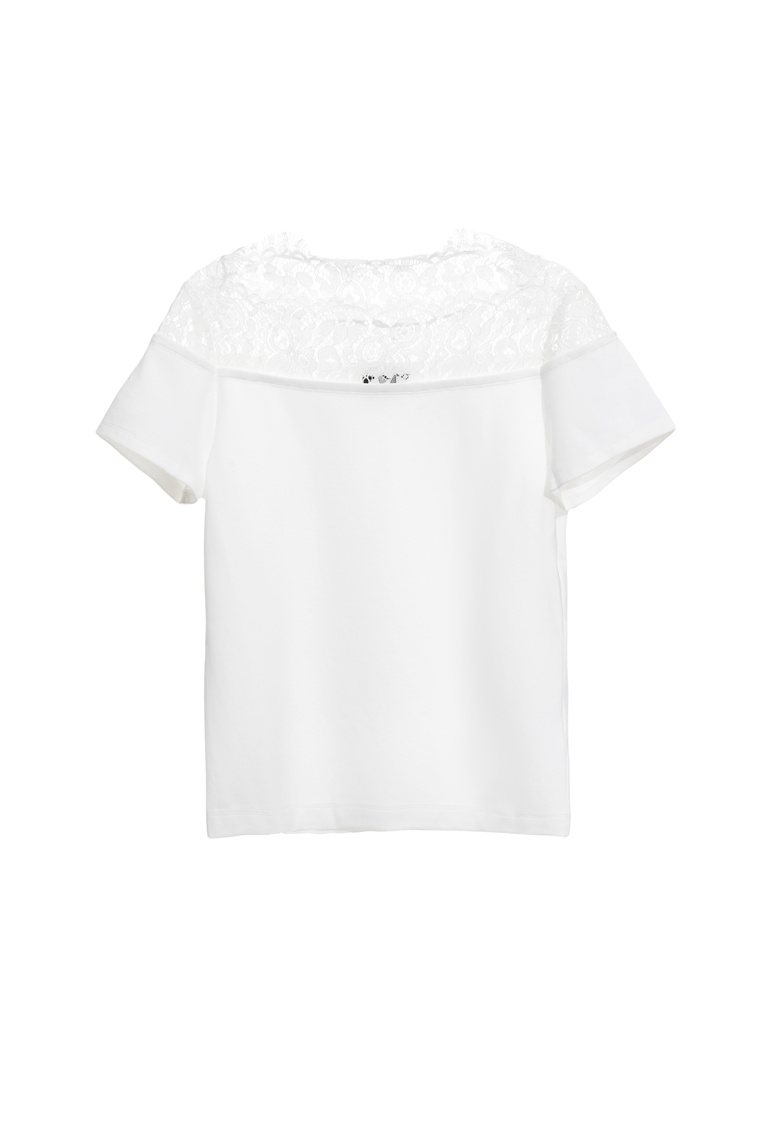 Lace Neckline Short Sleeve TeeLace Neckline Short Sleeve Tee,Tops,Season (SS) Look,White tops,Lace