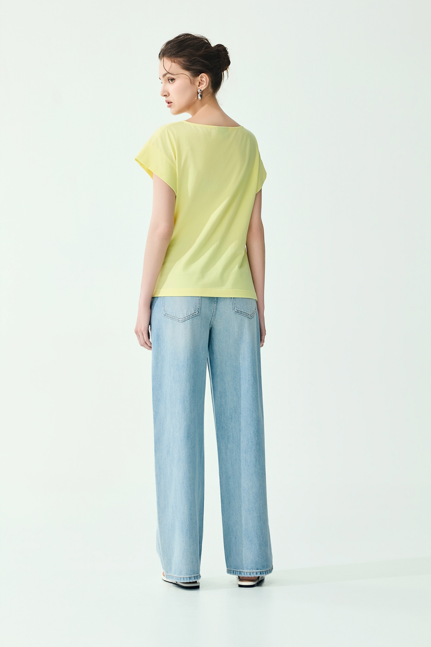Embroidery Slogan Side Gathered Detail TeeEmbroidery Slogan Side Gathered Detail Tee,Tops,Season (SS) Look